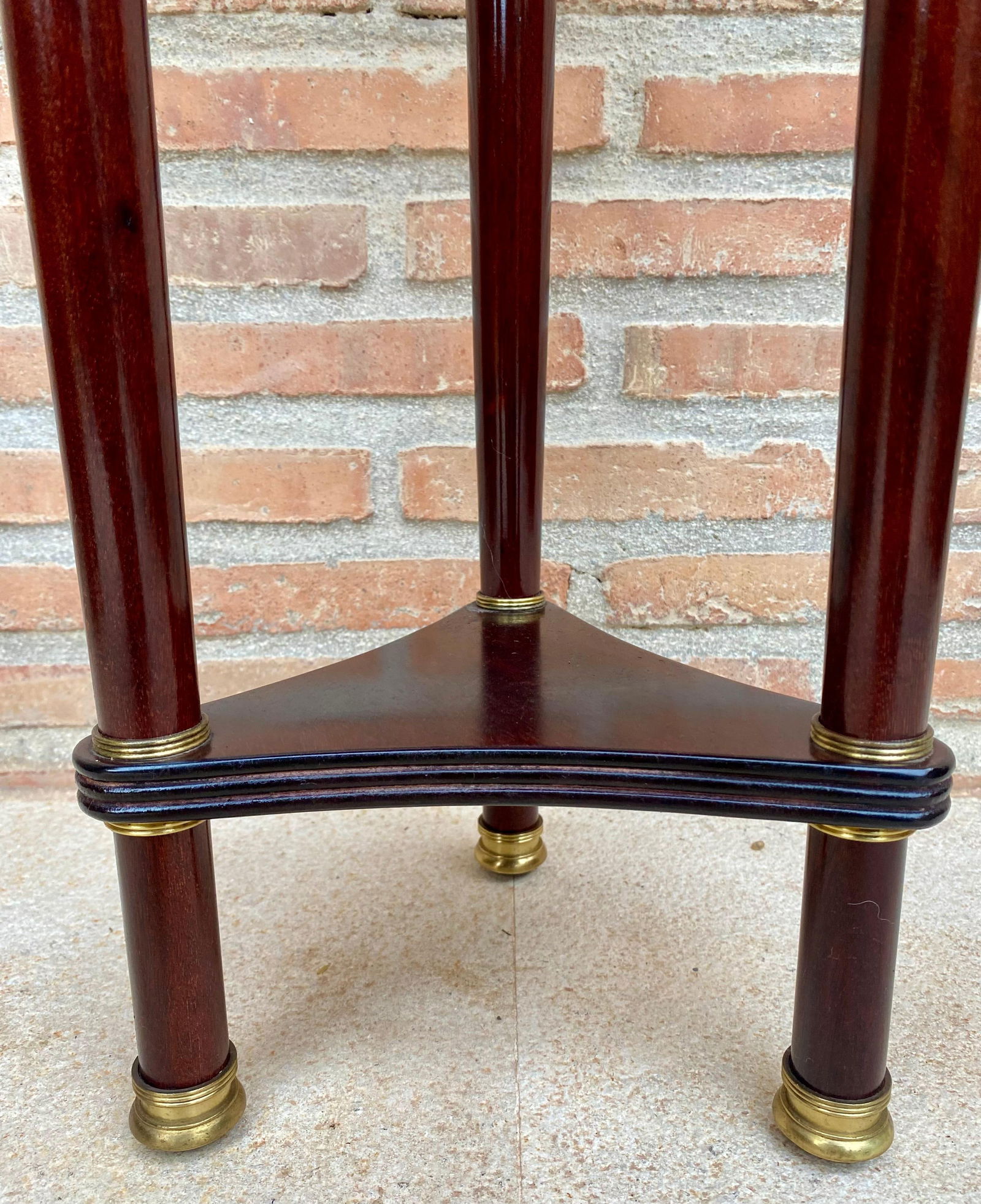 French Style Round Wood Pedestal Table or Plant Stand, 1950s - 14