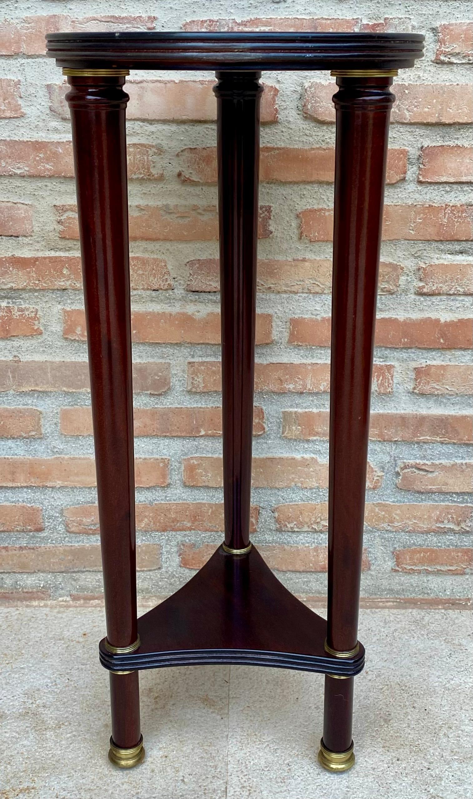 French Style Round Wood Pedestal Table or Plant Stand, 1950s - 16