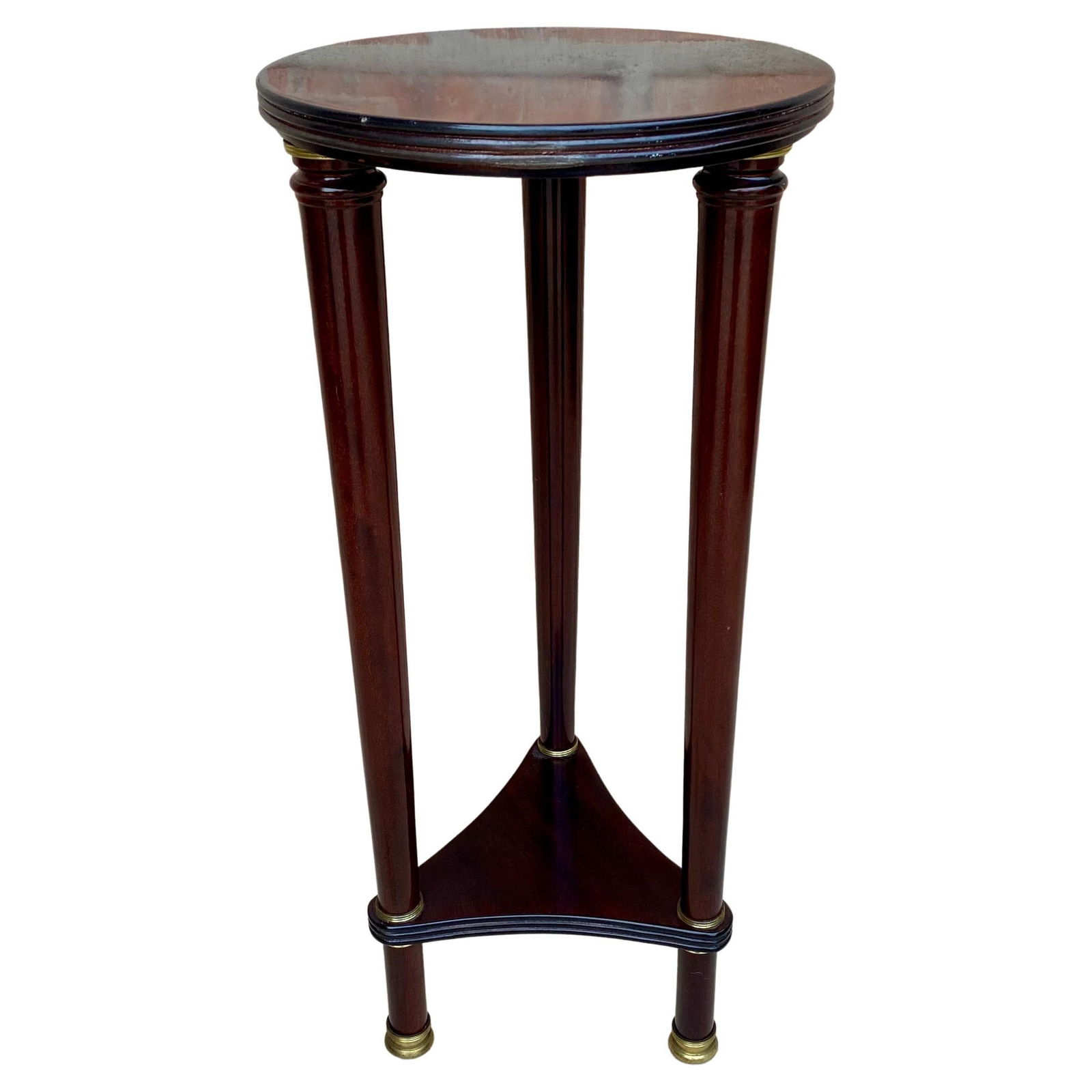French Style Round Wood Pedestal Table or Plant Stand, 1950s - 5