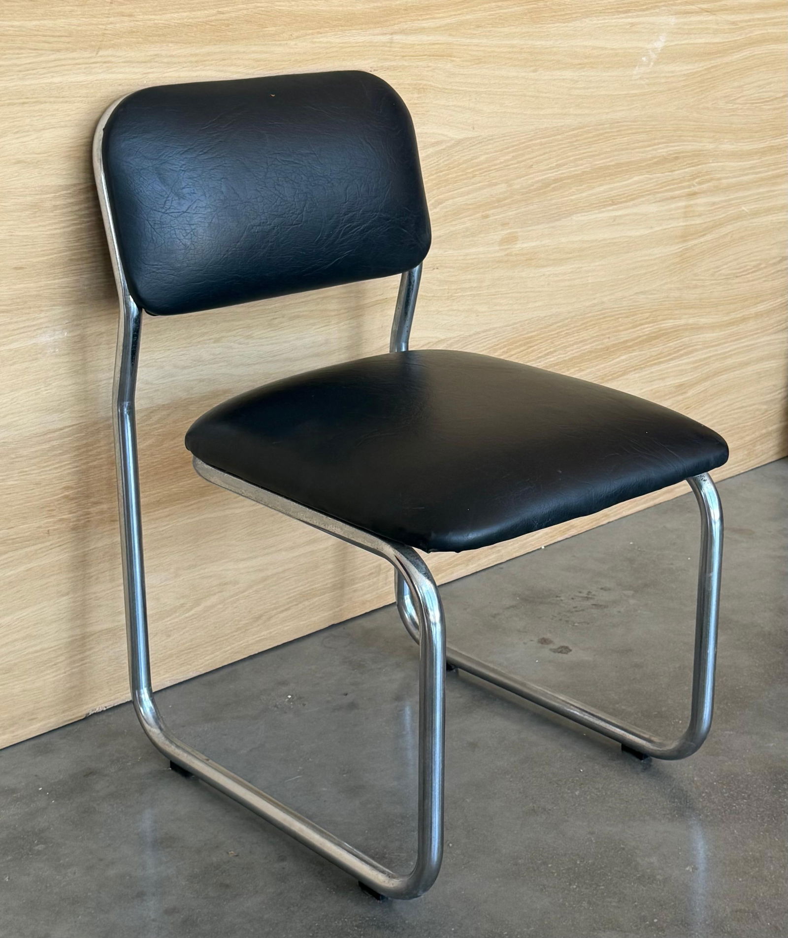 Set of Six Cantilever Chars in Leather and Steel, 1970s - 11