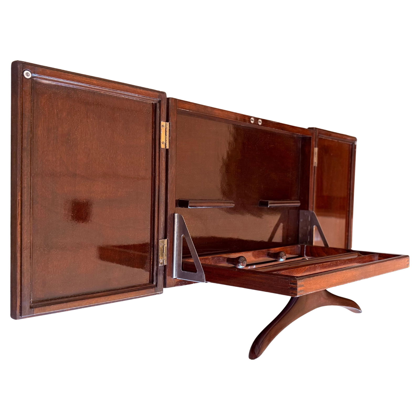 Mid Century Modern Italian Foldable Valet in Mahogany with Hanger - 15