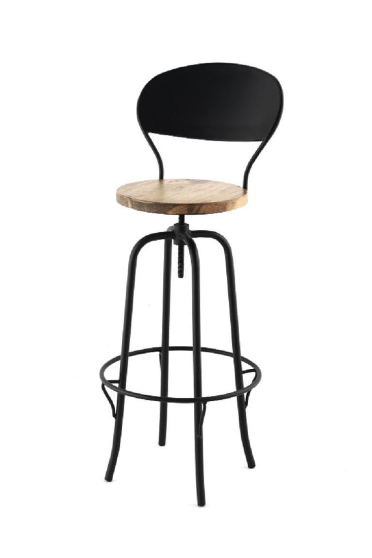 New Industrial Wrought Iron Shop Stool with Metal Seat - 3