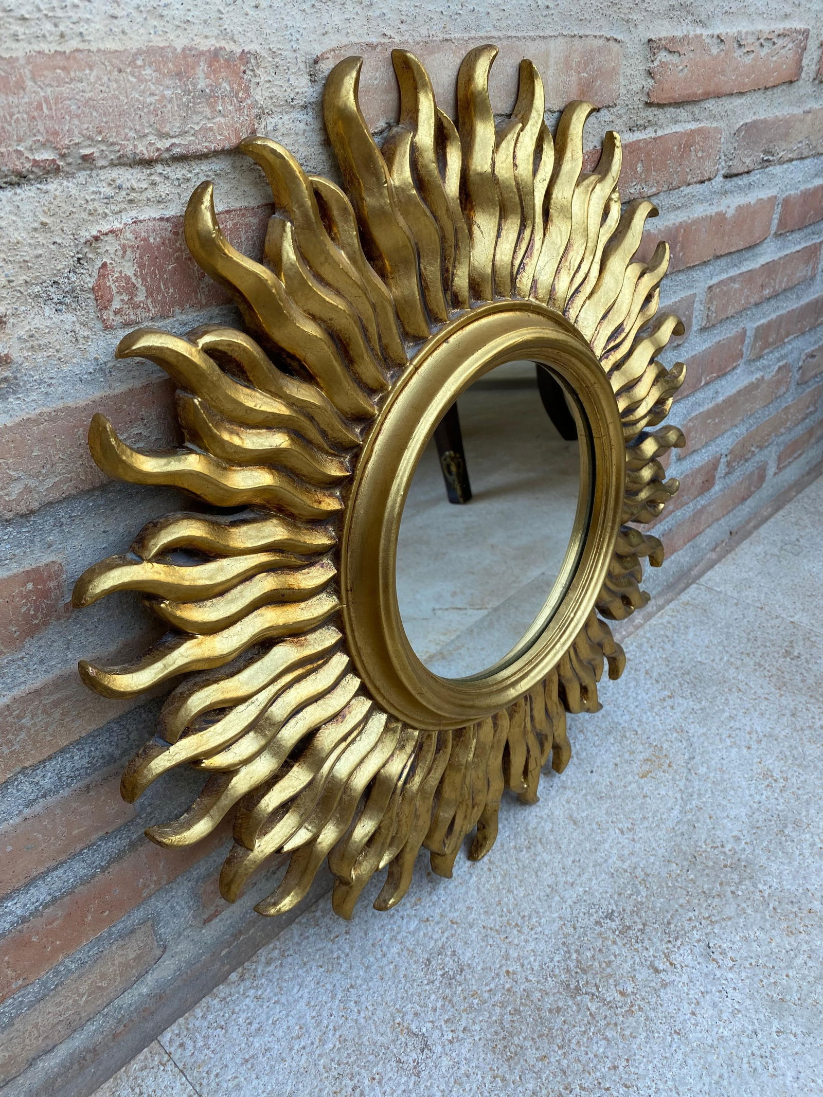 Mid-Century French Sunburst Mirror in Gold, 1950s - 10