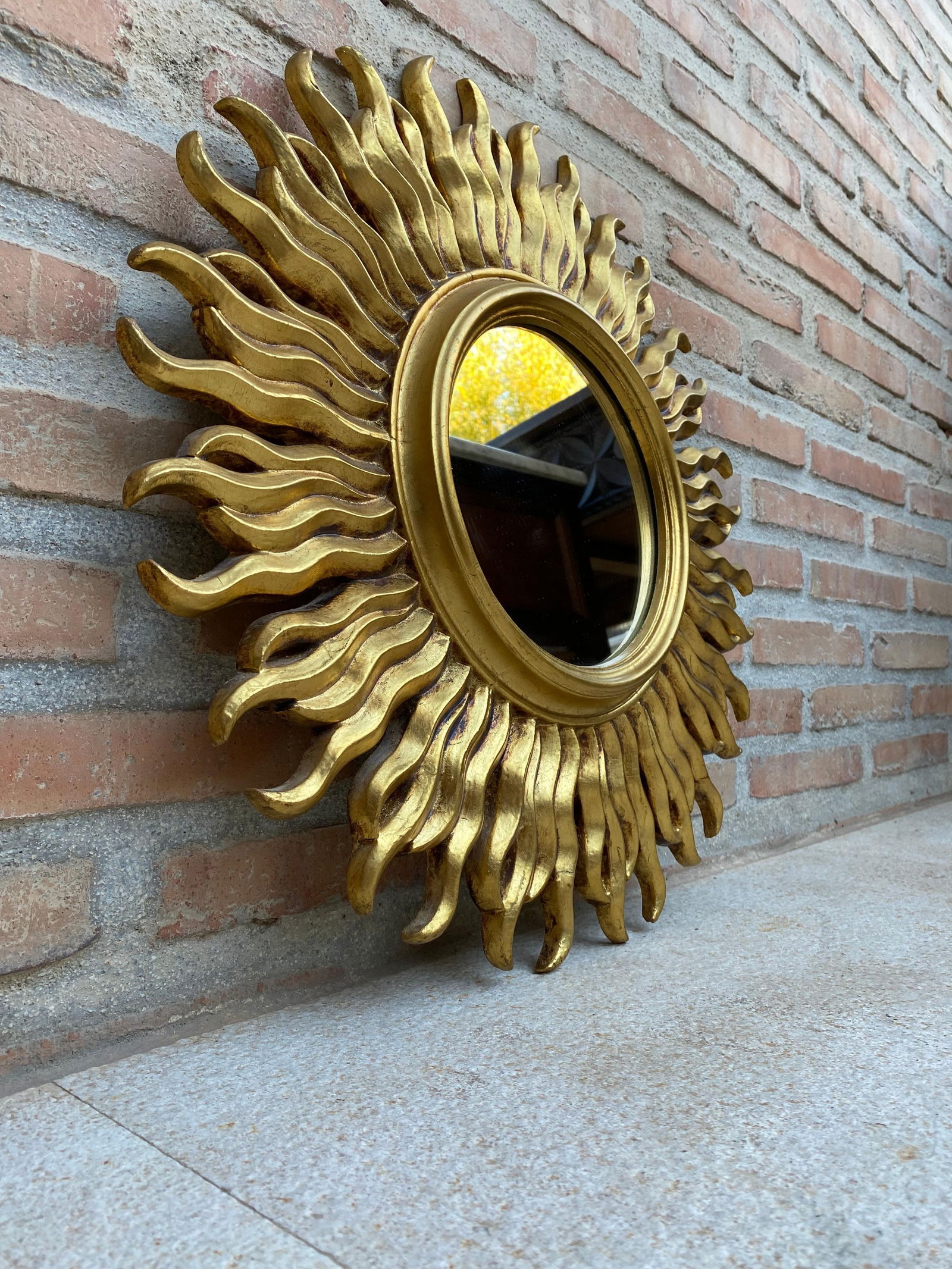 Mid-Century French Sunburst Mirror in Gold, 1950s - 11