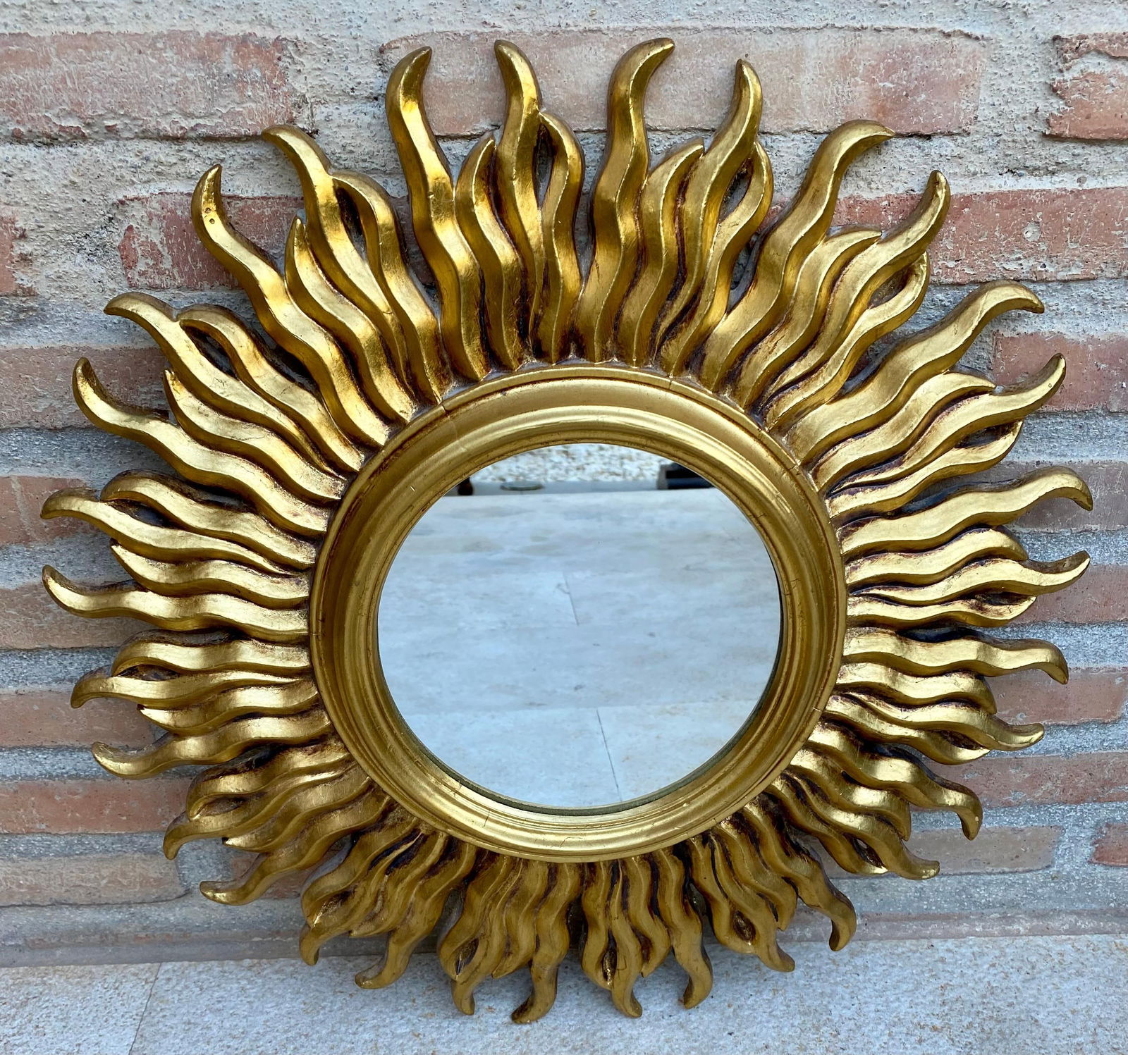 Mid-Century French Sunburst Mirror in Gold, 1950s - 16