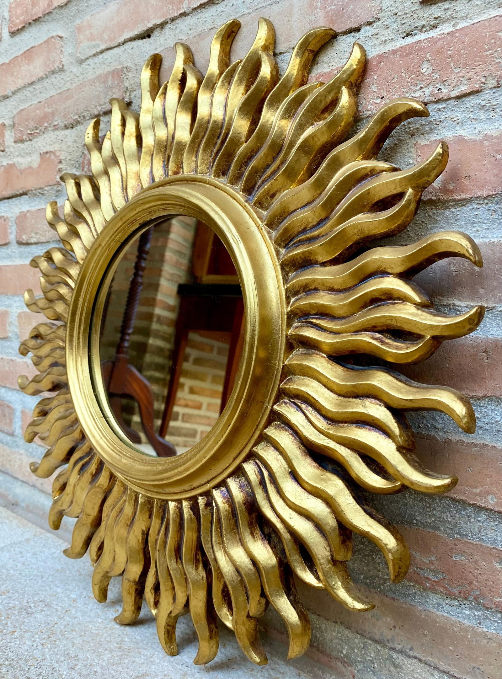 Mid-Century French Sunburst Mirror in Gold, 1950s - 2