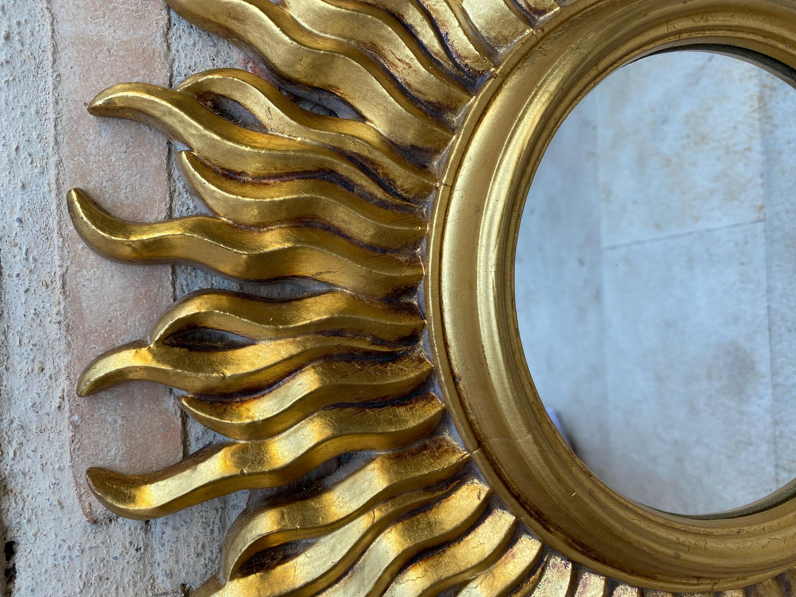 Mid-Century French Sunburst Mirror in Gold, 1950s - 4