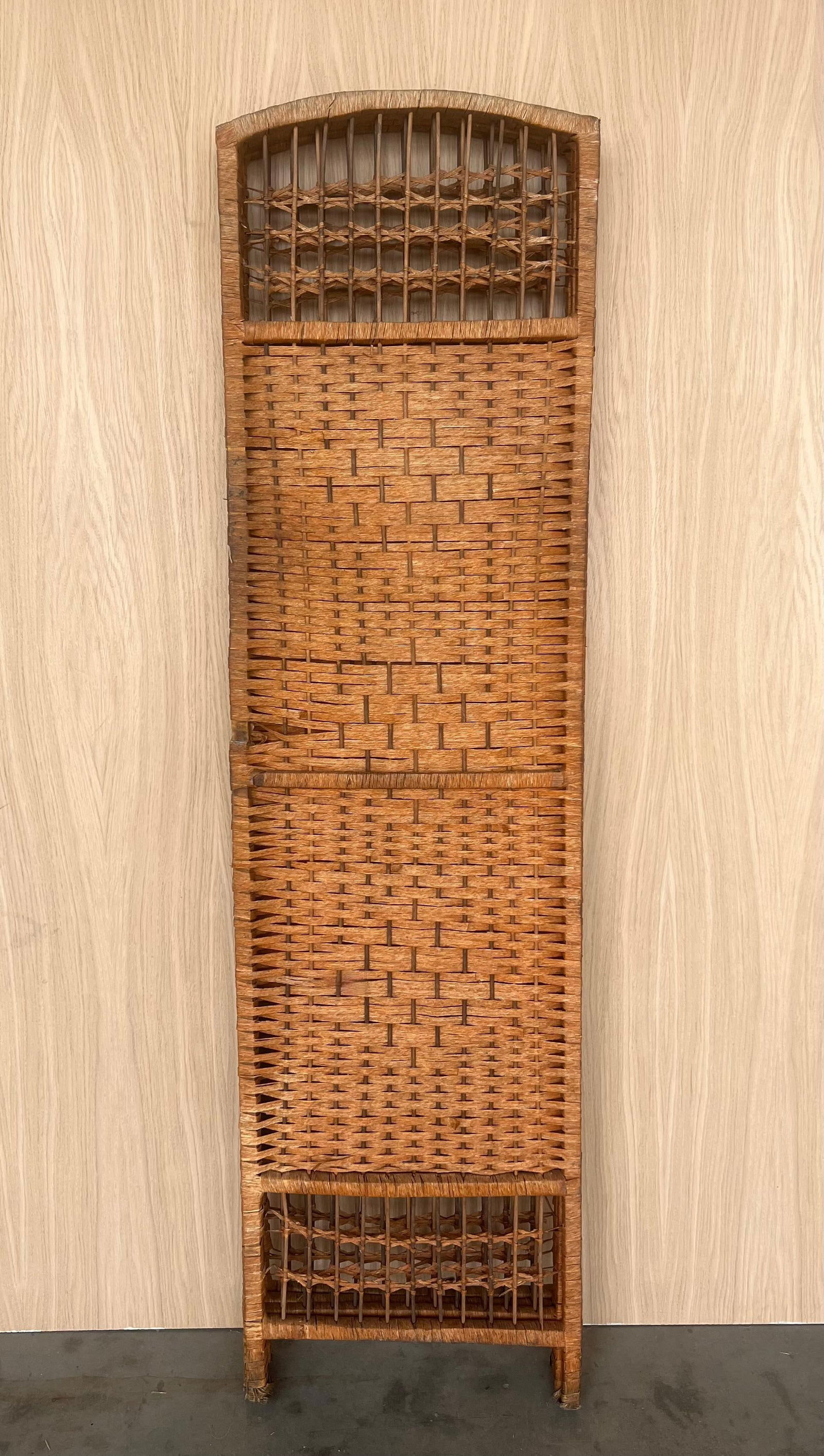 Four-Panel Bamboo Wicker Rattan Folding Screen Room Divider, France 1960s - 16
