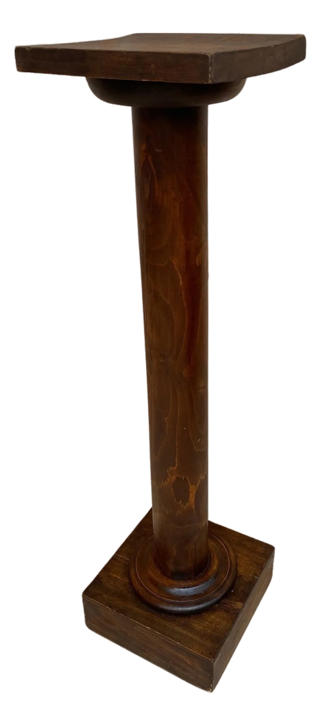 Mid-Century French Pedestal Plant Holder in Walnut Wood, 1960s: French Mid-Century Pedestal or Plant Holder Walnut Wood, circa 1960. This plant holder or sellette is from the French Mid-Century period. It has been made in walnut wood. Condition: Alterations: