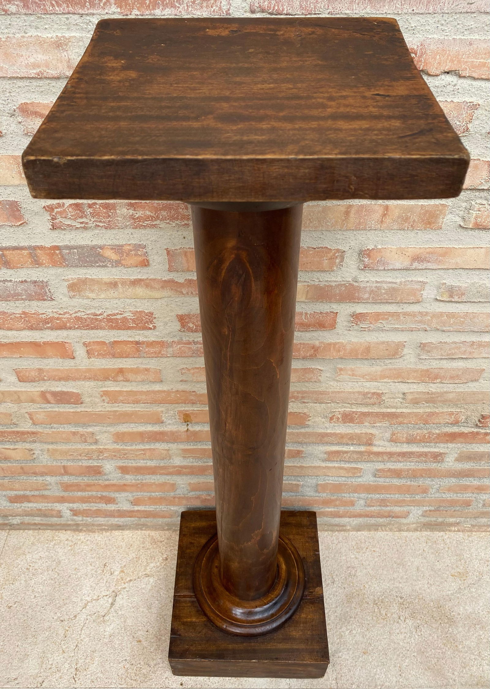 Mid-Century French Pedestal Plant Holder in Walnut Wood, 1960s - 3