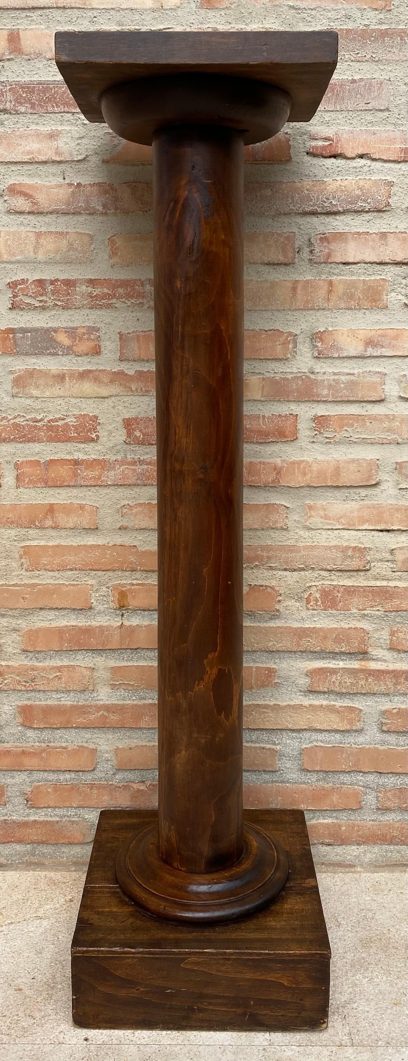 Mid-Century French Pedestal Plant Holder in Walnut Wood, 1960s - 4