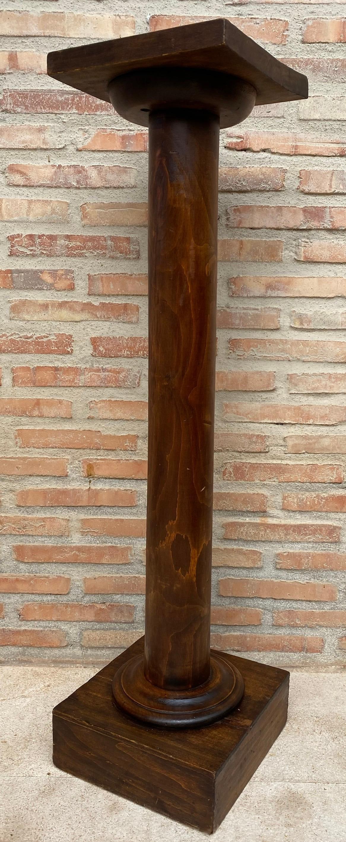 Mid-Century French Pedestal Plant Holder in Walnut Wood, 1960s - 5