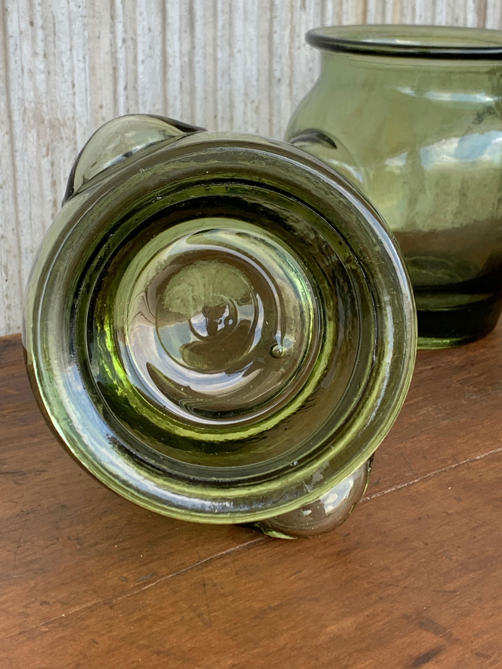 Early 20th Century Green Glass Canister Storage Jars, Spain Flour, Tea, 1960s - 10