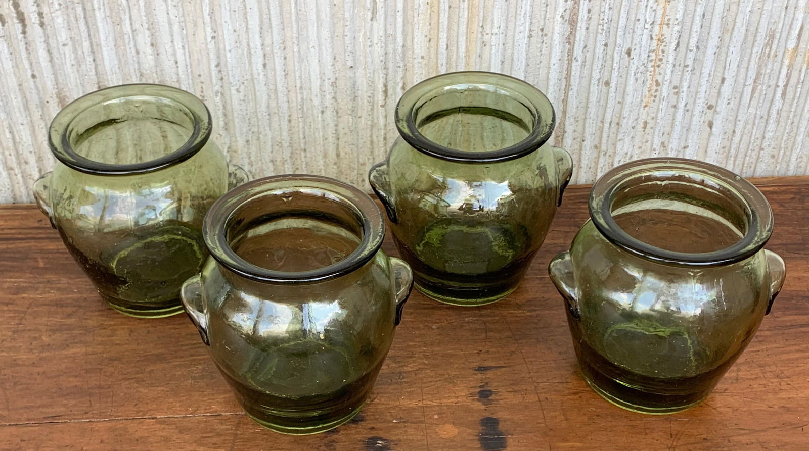 Early 20th Century Green Glass Canister Storage Jars, Spain Flour, Tea, 1960s - 17