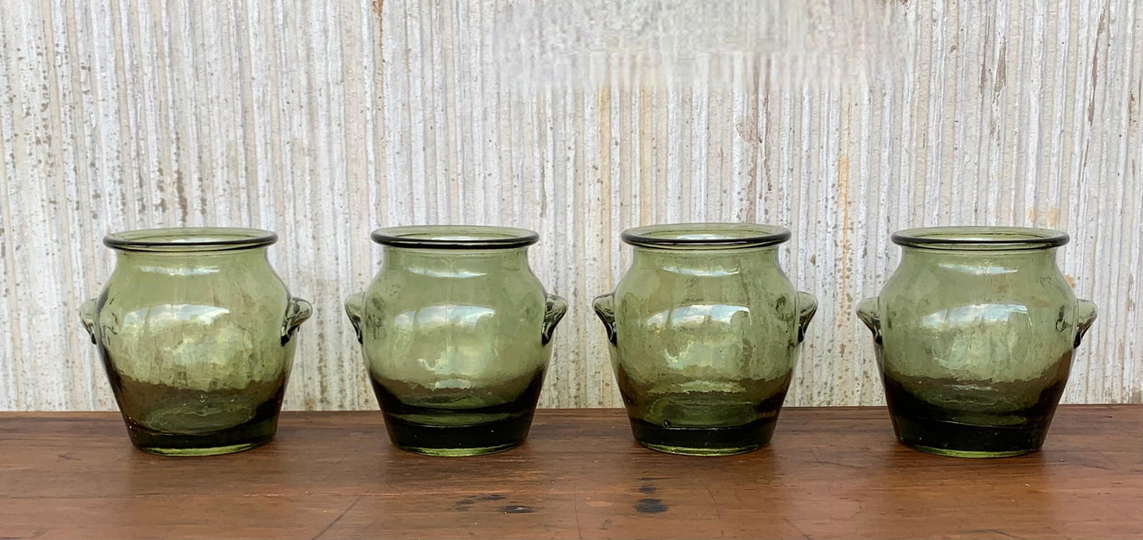 Early 20th Century Green Glass Canister Storage Jars, Spain Flour, Tea, 1960s - 18