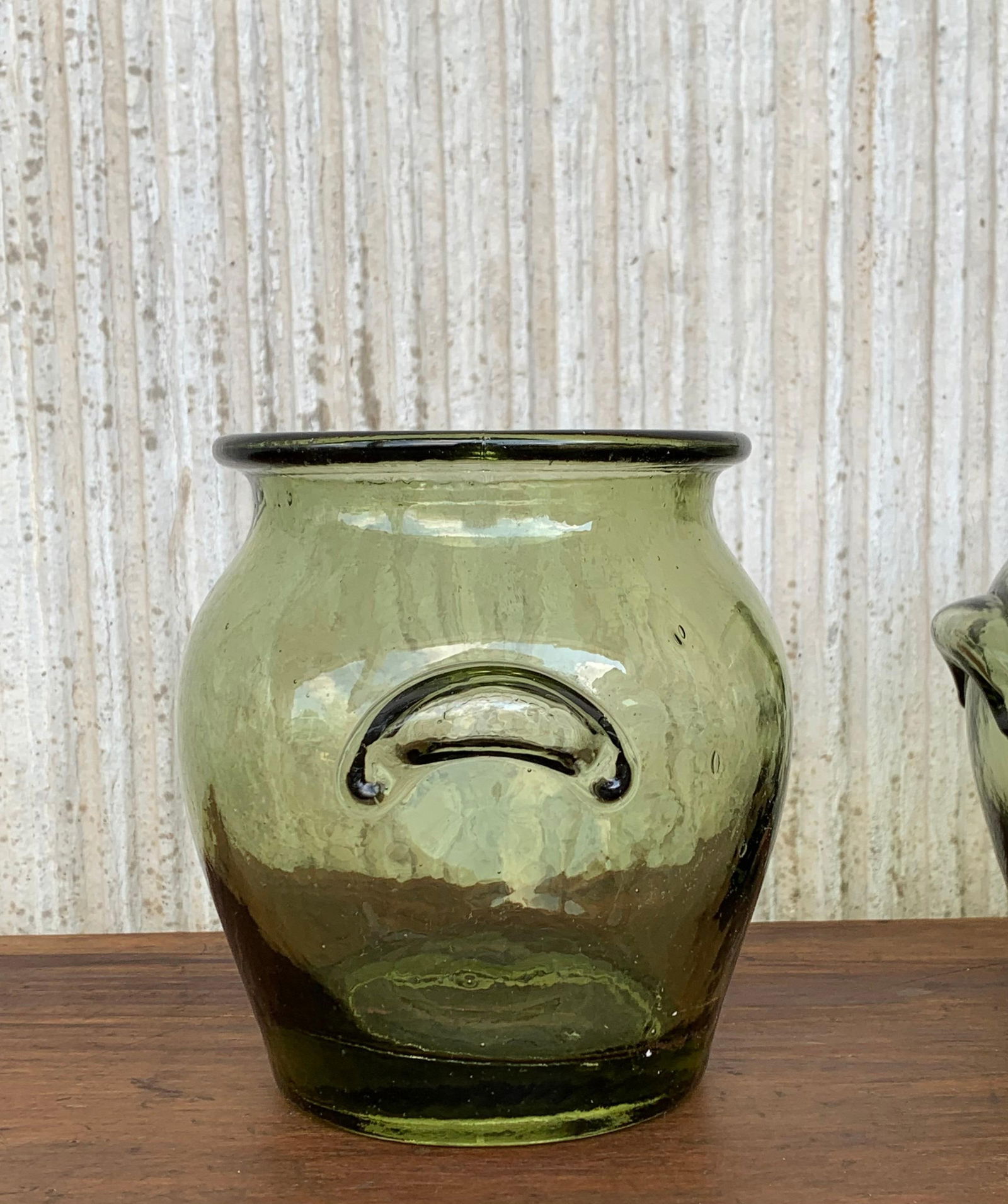 Early 20th Century Green Glass Canister Storage Jars, Spain Flour, Tea, 1960s - 3