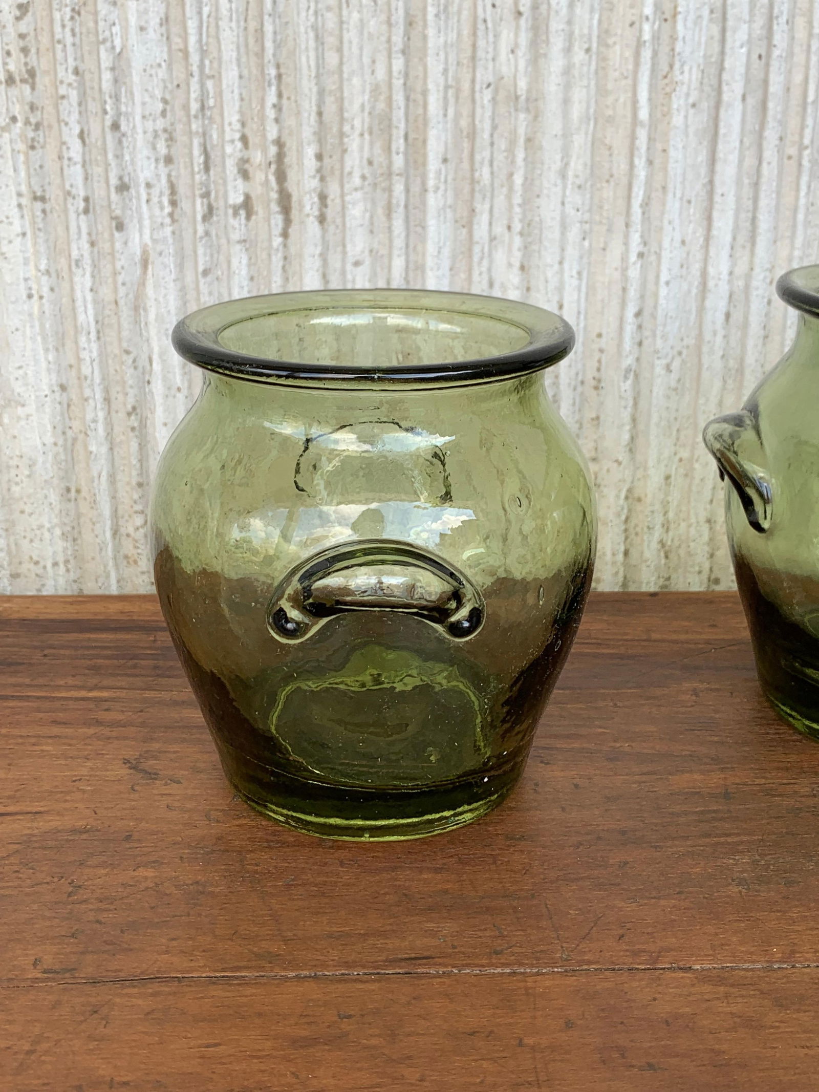 Early 20th Century Green Glass Canister Storage Jars, Spain Flour, Tea, 1960s - 4