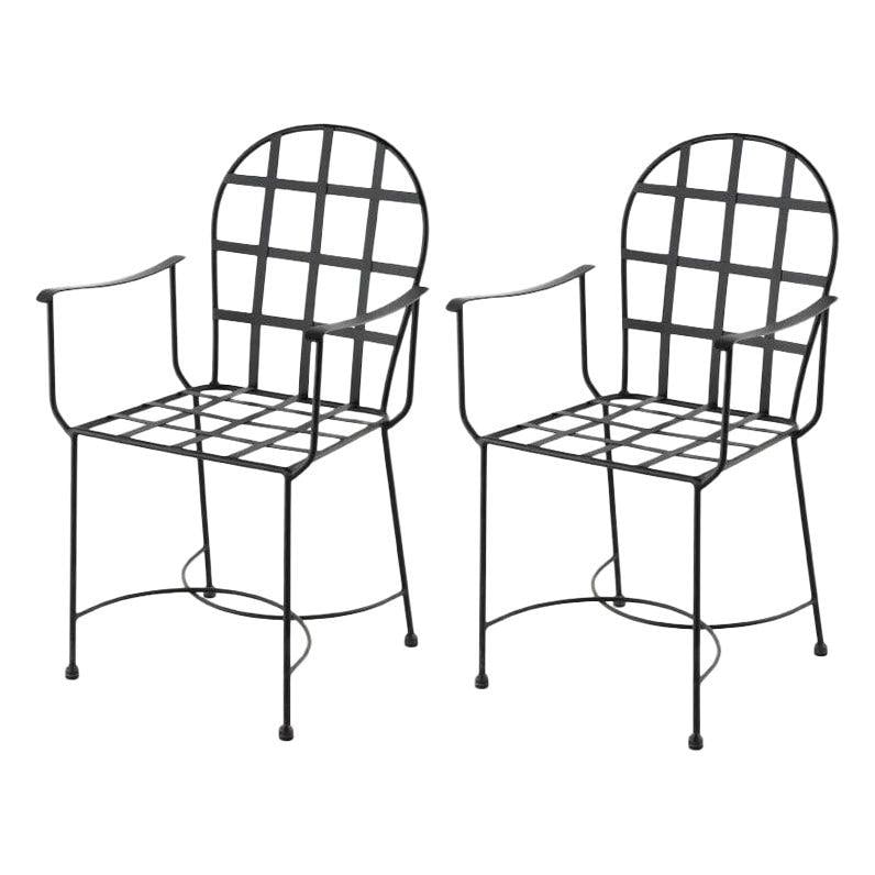 Set of 2 Garden or Dinning Armchairs in Black Wrought Iron, Indoor & Outdoor - 15