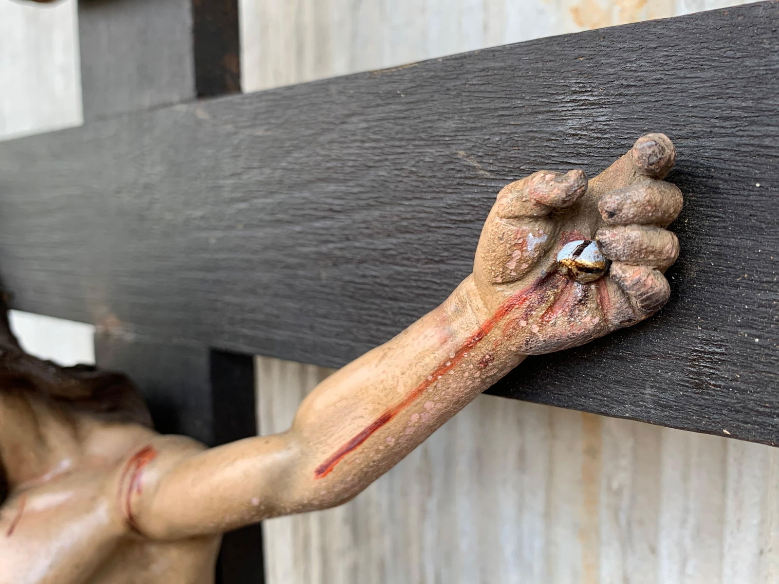 Early 20th Century Art DecÃ² Hand Carved Wooden Crucifix with Stunning Bronze Corpus of - 13