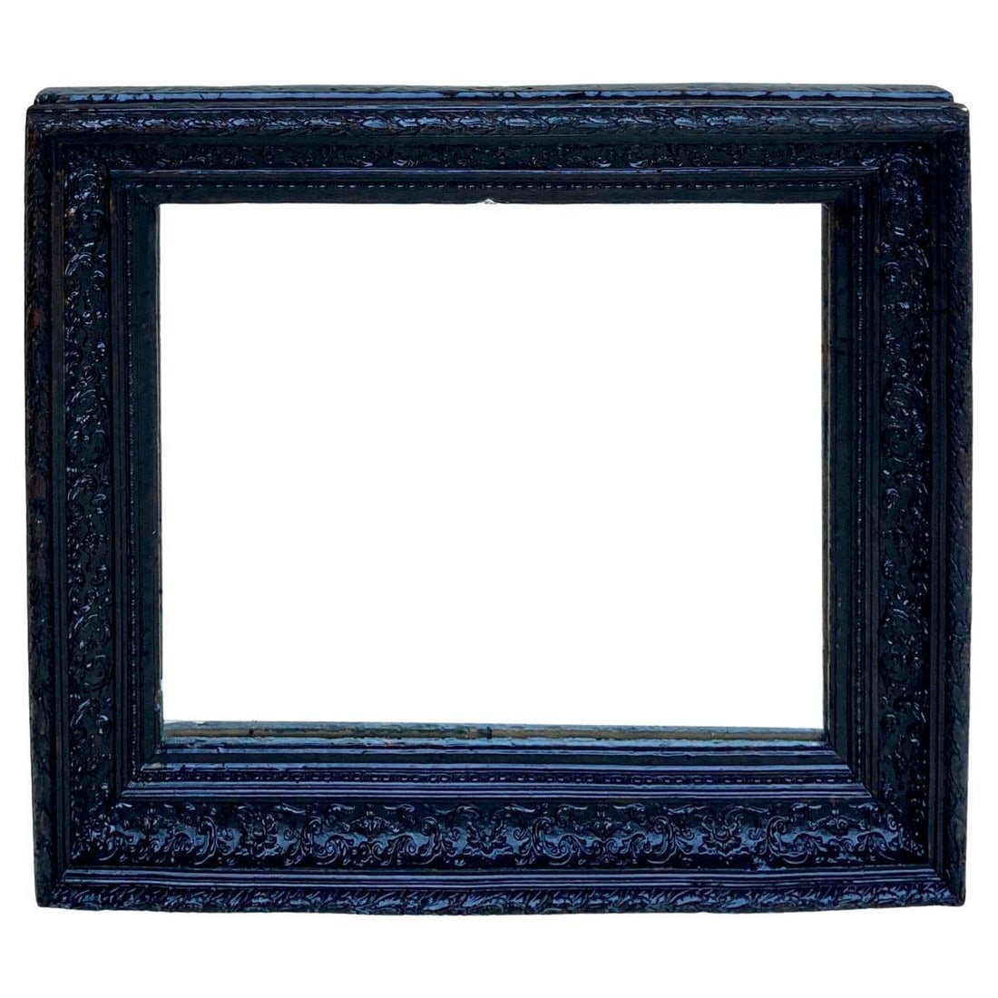 French Dark Framed Carved Wood Wall Mirror, 1920 - 16