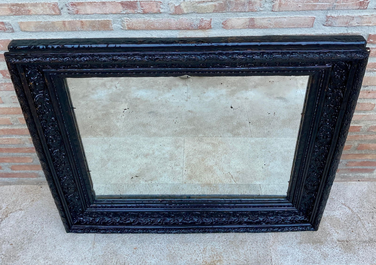 French Dark Framed Carved Wood Wall Mirror, 1920 - 18