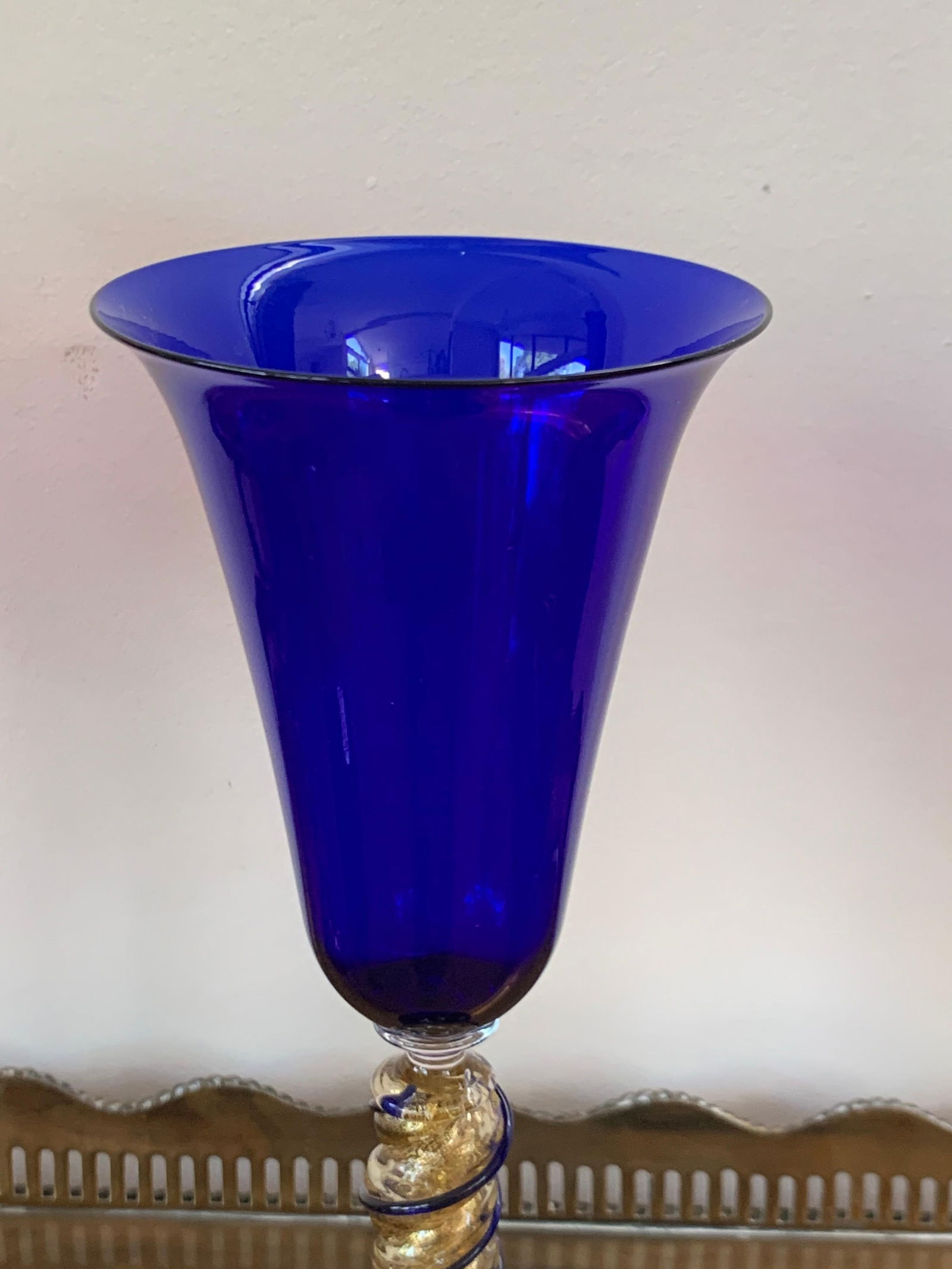 Late 20th Century Set of Three Modern Murano Glass Goblets, Blue, Red and Amethys - 12