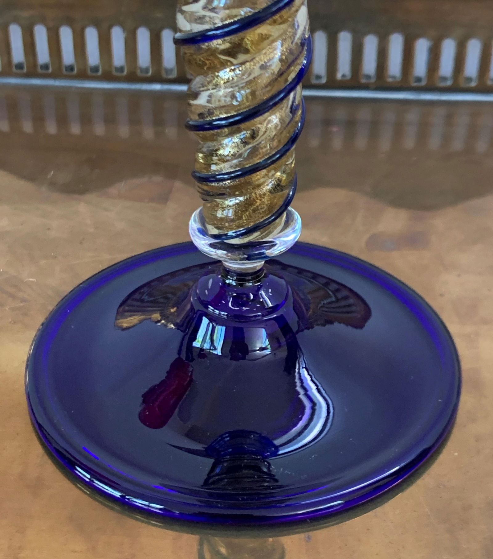 Late 20th Century Set of Three Modern Murano Glass Goblets, Blue, Red and Amethys - 14