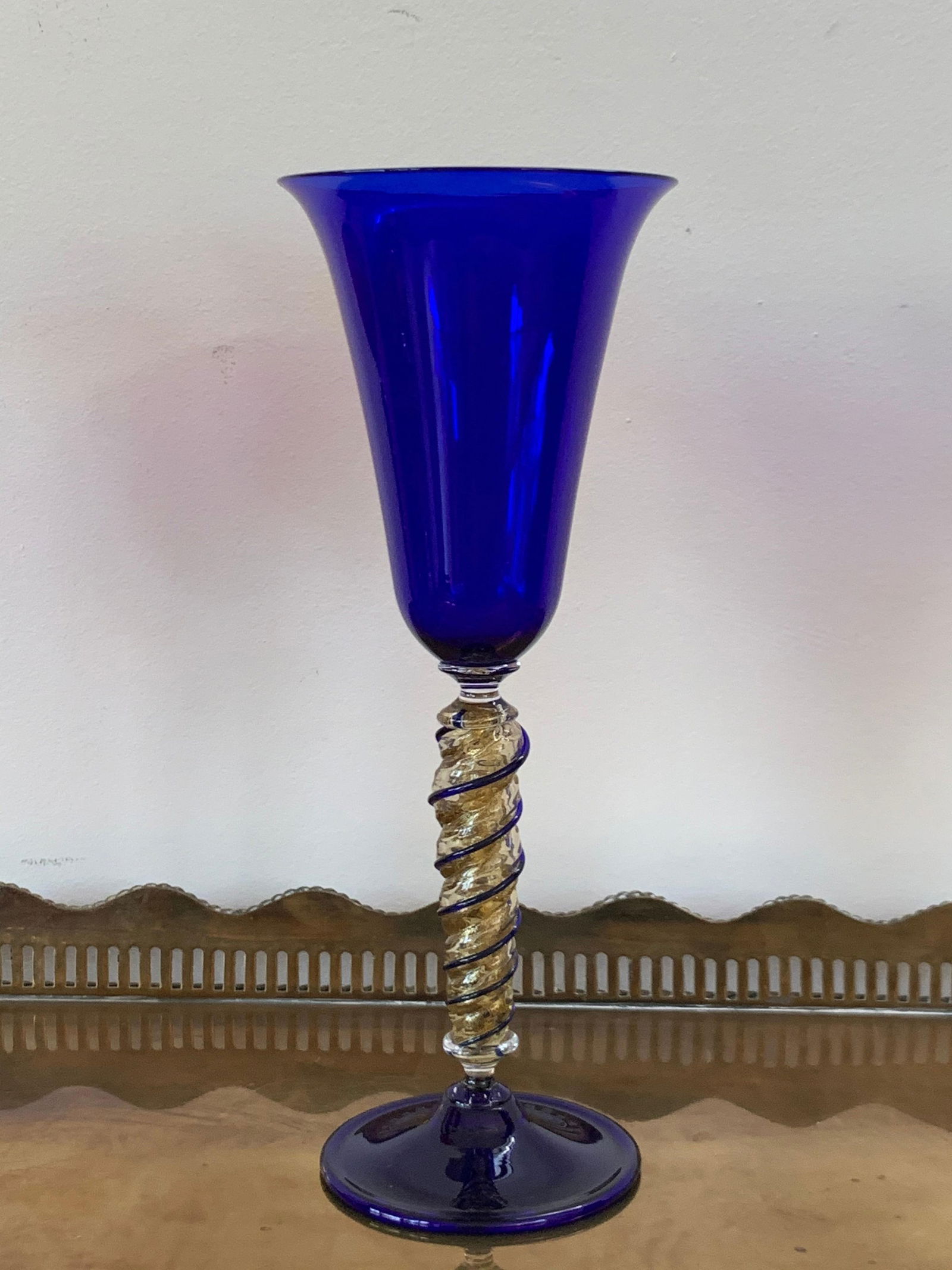 Late 20th Century Set of Three Modern Murano Glass Goblets, Blue, Red and Amethys - 2