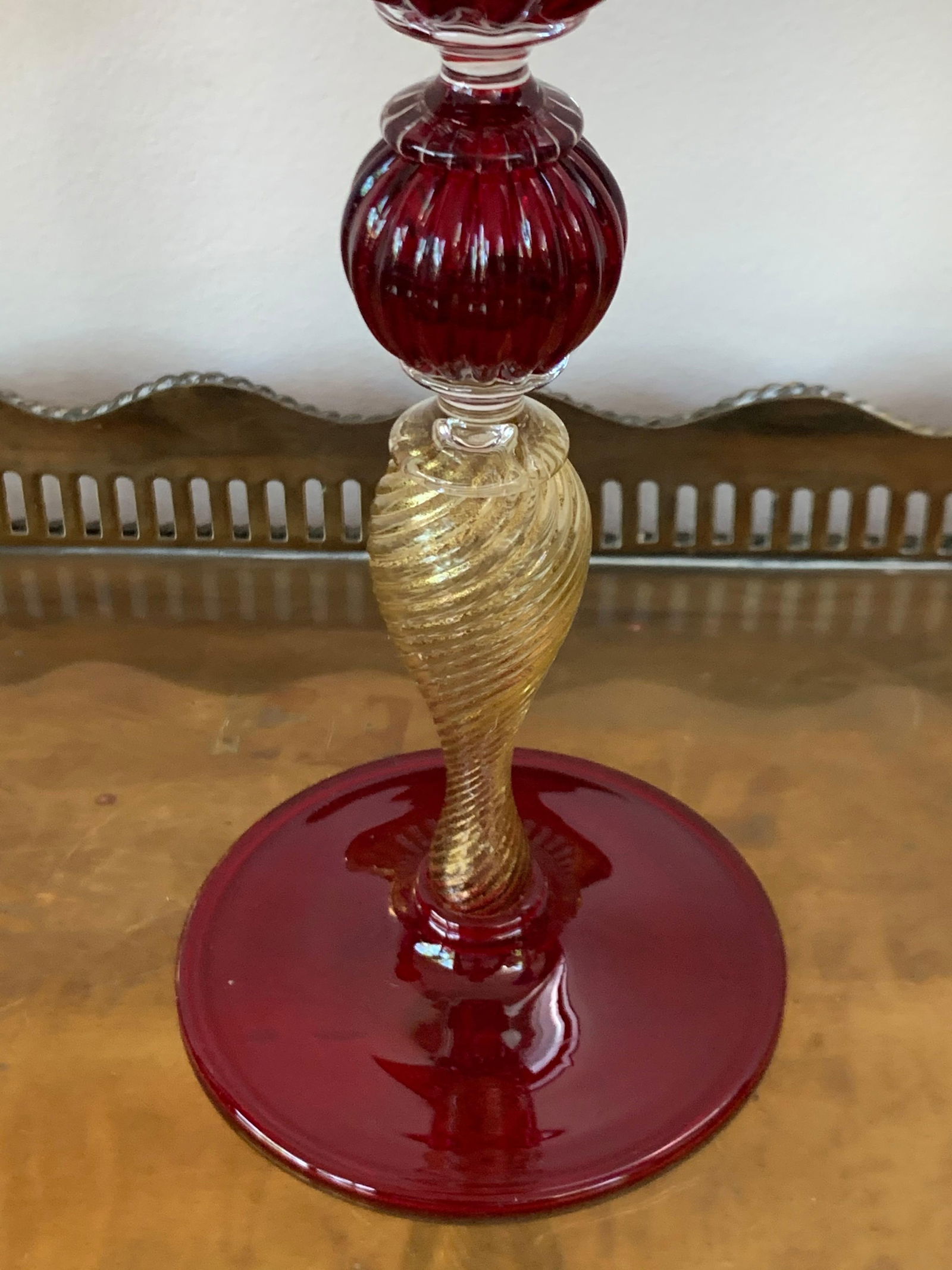 Late 20th Century Set of Three Modern Murano Glass Goblets, Blue, Red and Amethys - 9