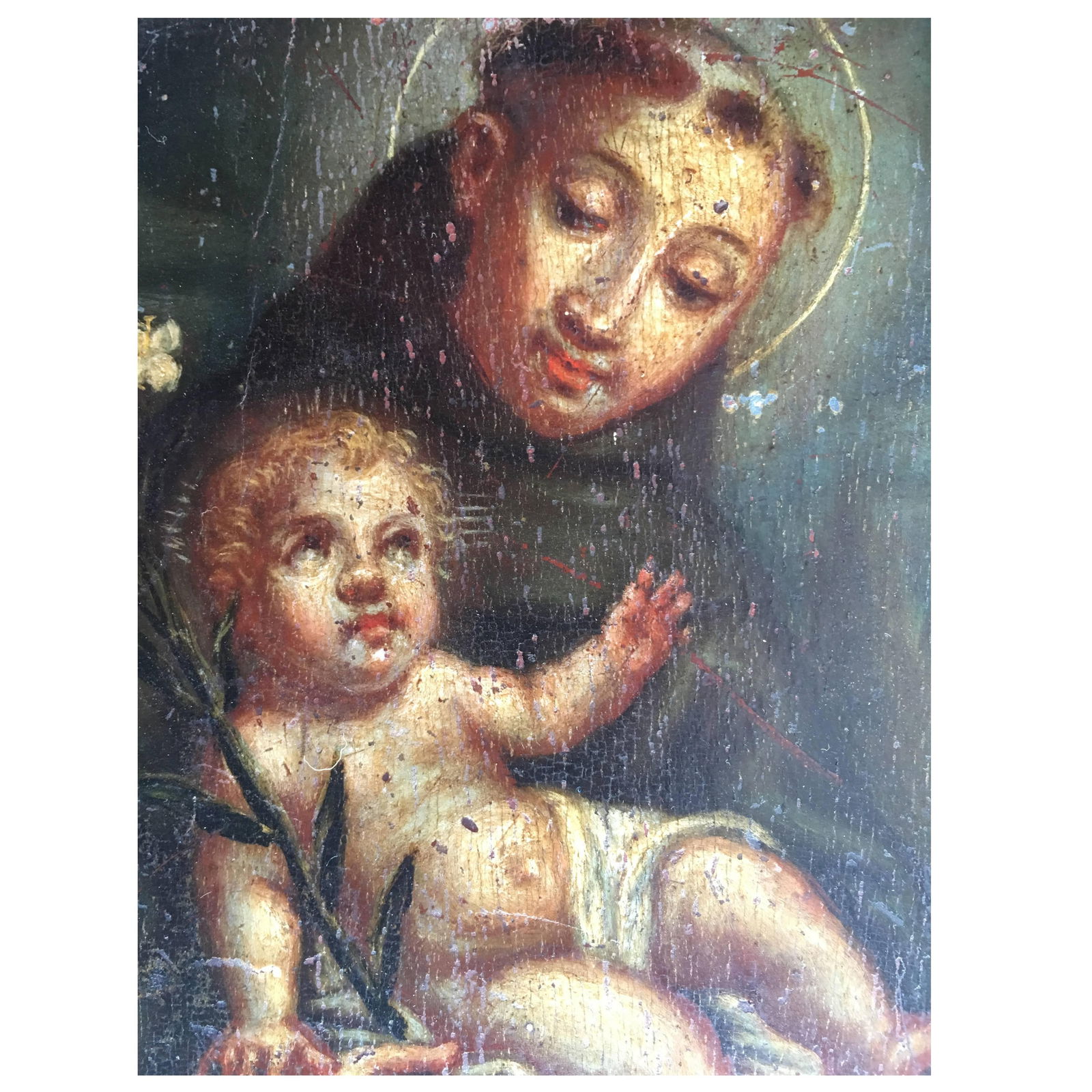 17th Century Original Oil on Panel of St. Anthony of Padua , by Unidentified Artist - 2