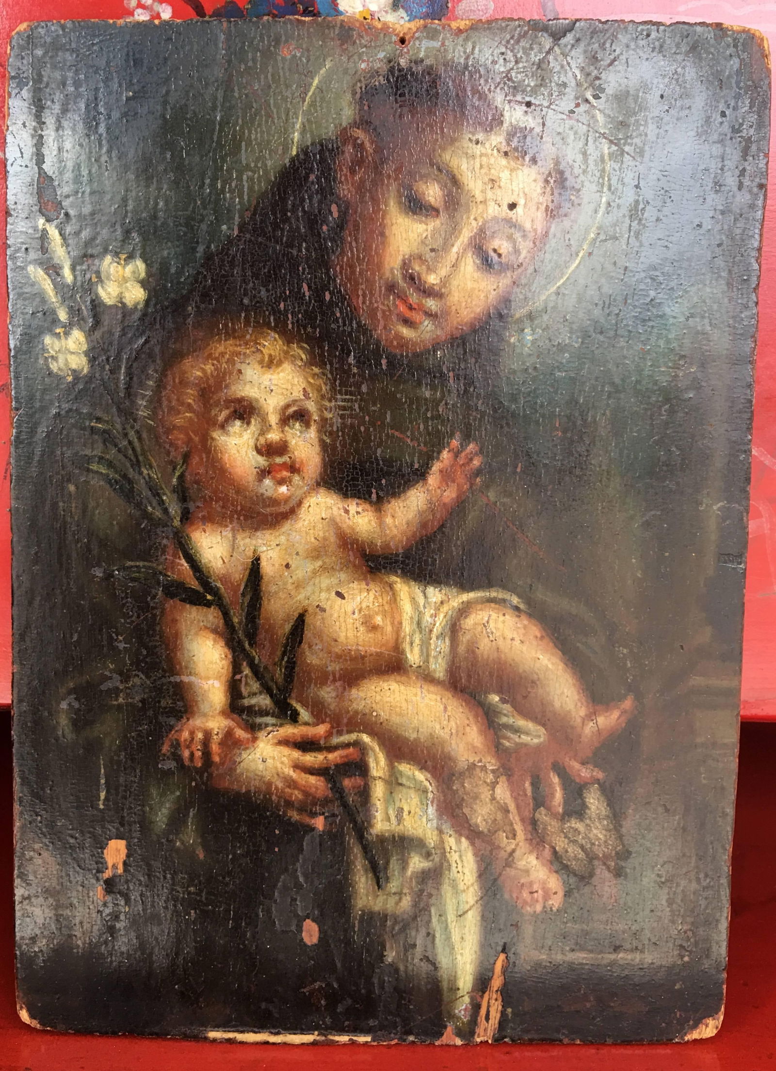 17th Century Original Oil on Panel of St. Anthony of Padua , by Unidentified Artist - 3