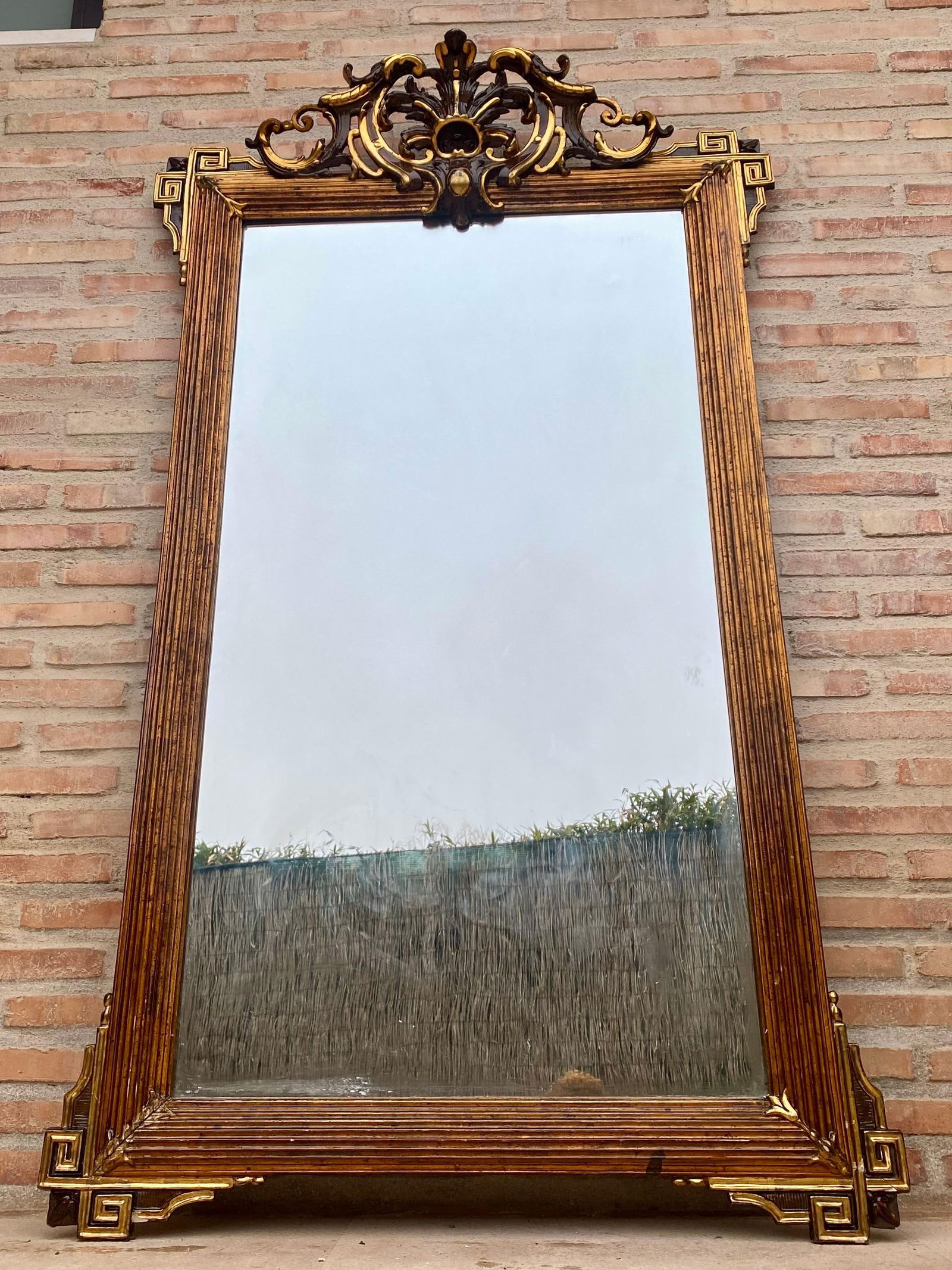 Large Antique Gold Leaf Ornate Carved Wall Mirror - 10