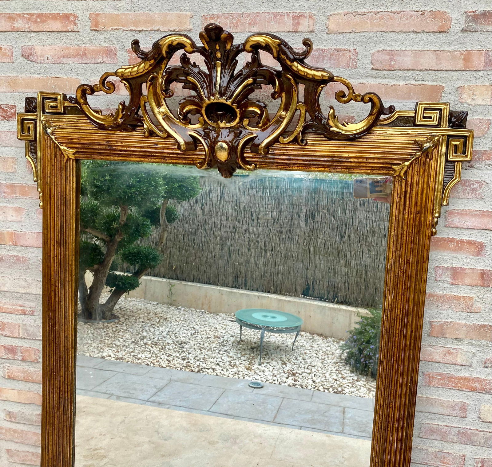 Large Antique Gold Leaf Ornate Carved Wall Mirror - 11