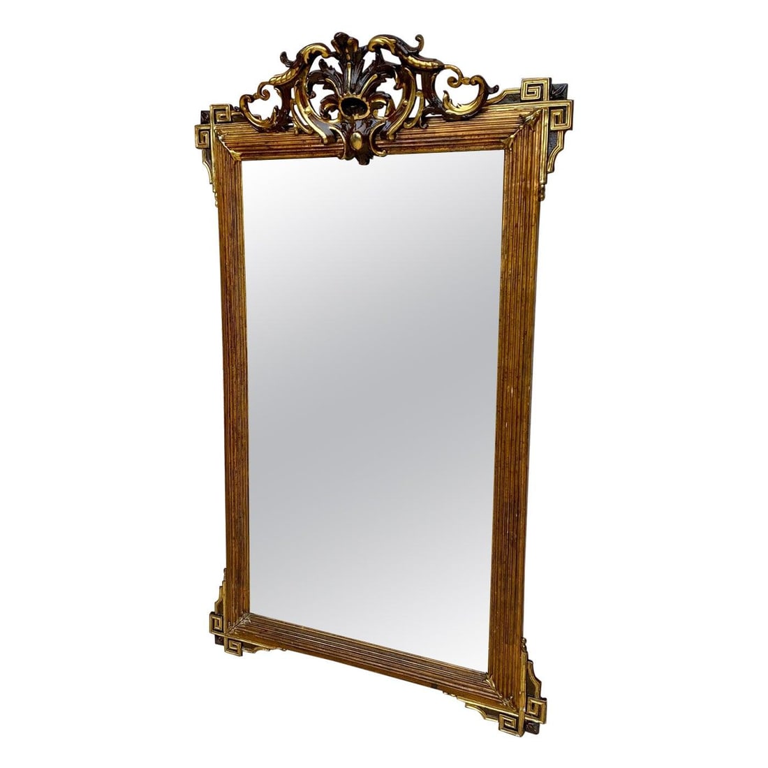 Large Antique Gold Leaf Ornate Carved Wall Mirror - 15