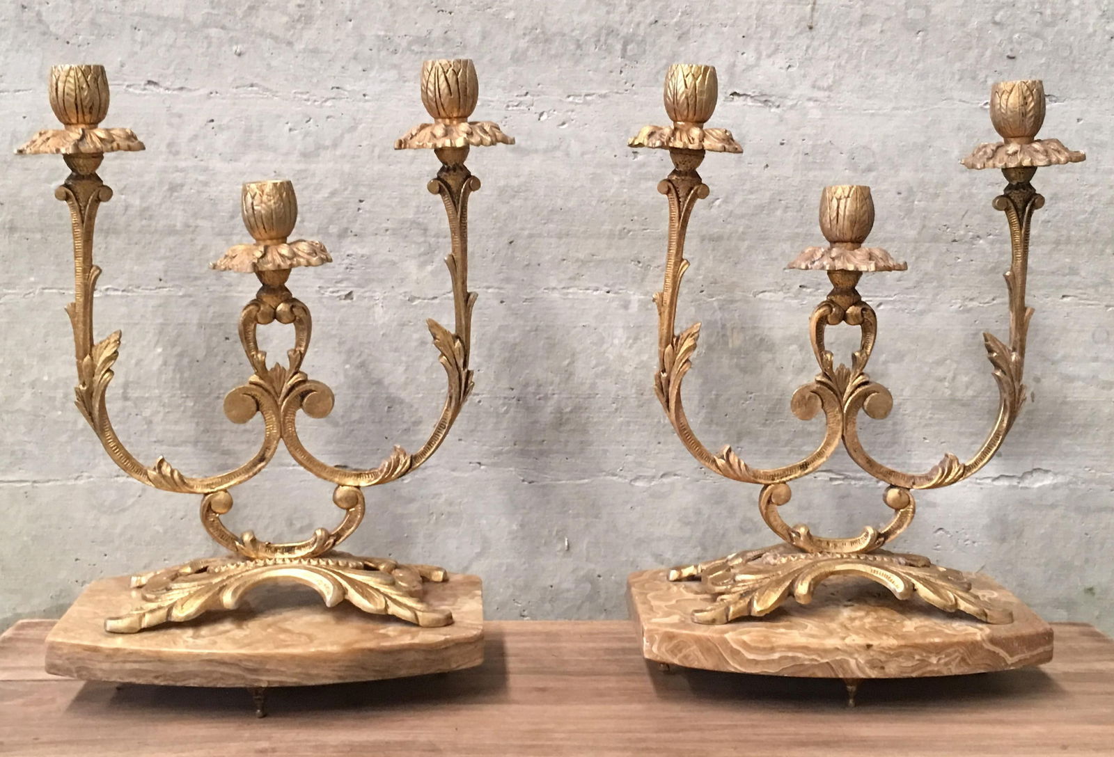 Pair of French Louis XVI Style '19th Century' Three Scroll Arm Candelabras - 16