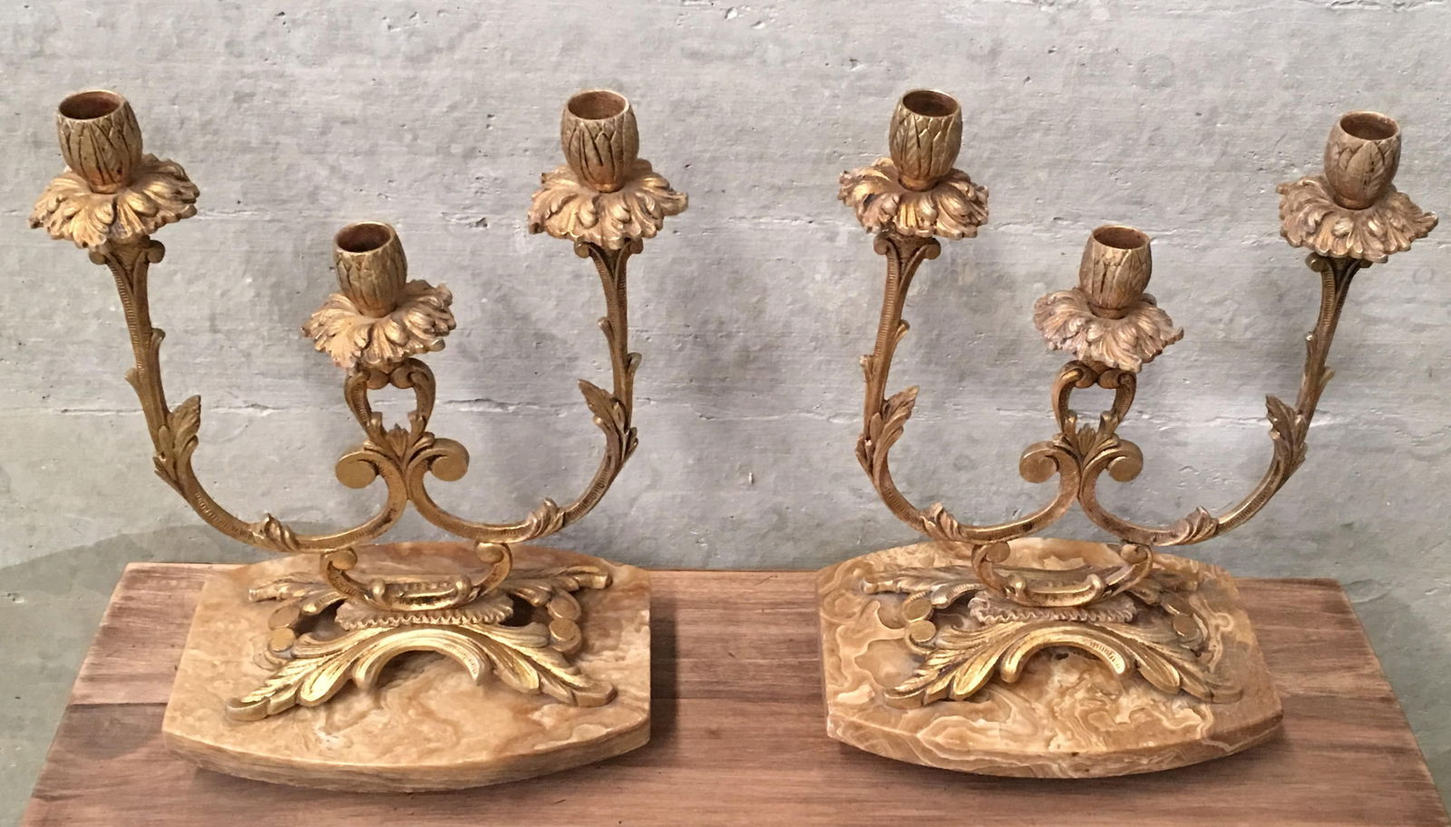 Pair of French Louis XVI Style '19th Century' Three Scroll Arm Candelabras - 18