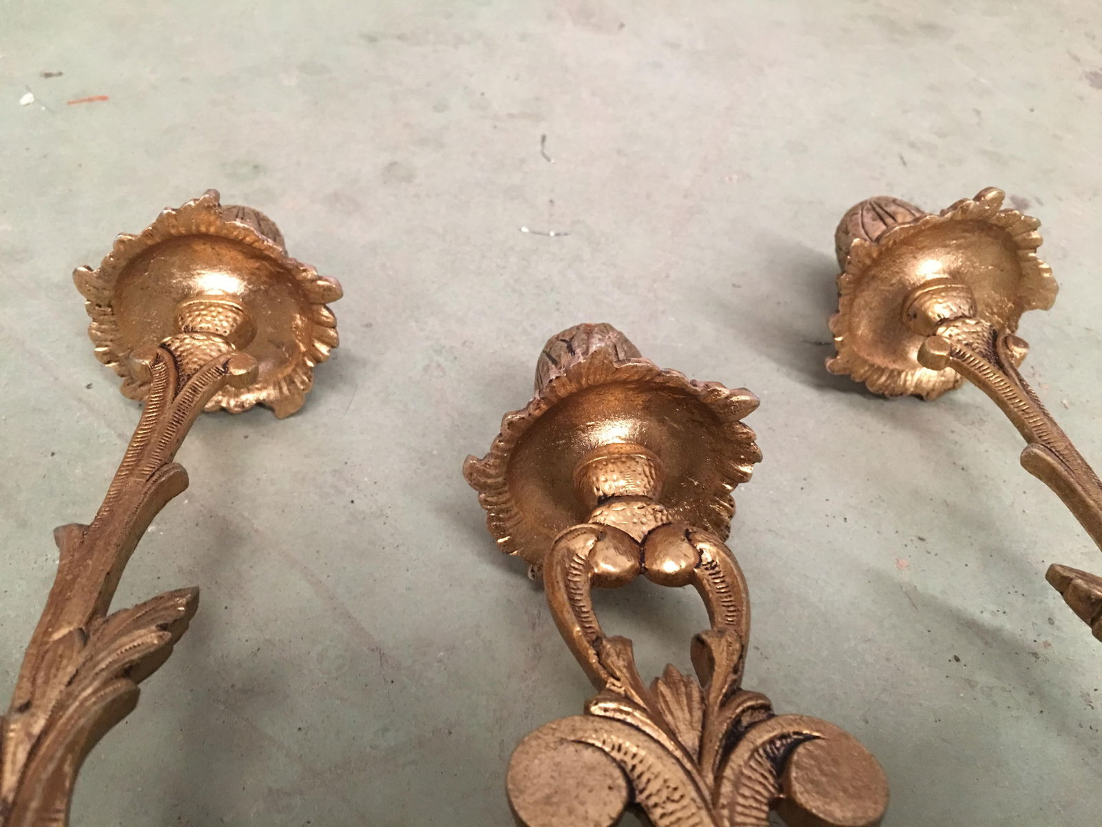 Pair of French Louis XVI Style '19th Century' Three Scroll Arm Candelabras - 2