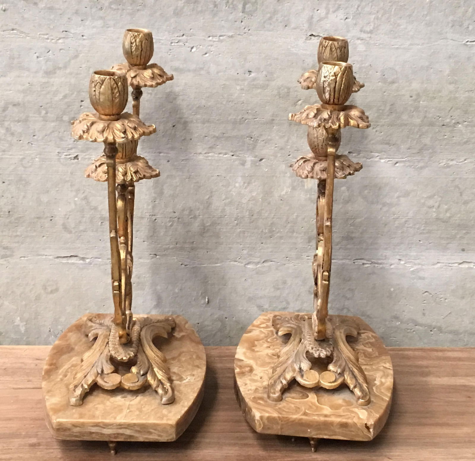 Pair of French Louis XVI Style '19th Century' Three Scroll Arm Candelabras - 3