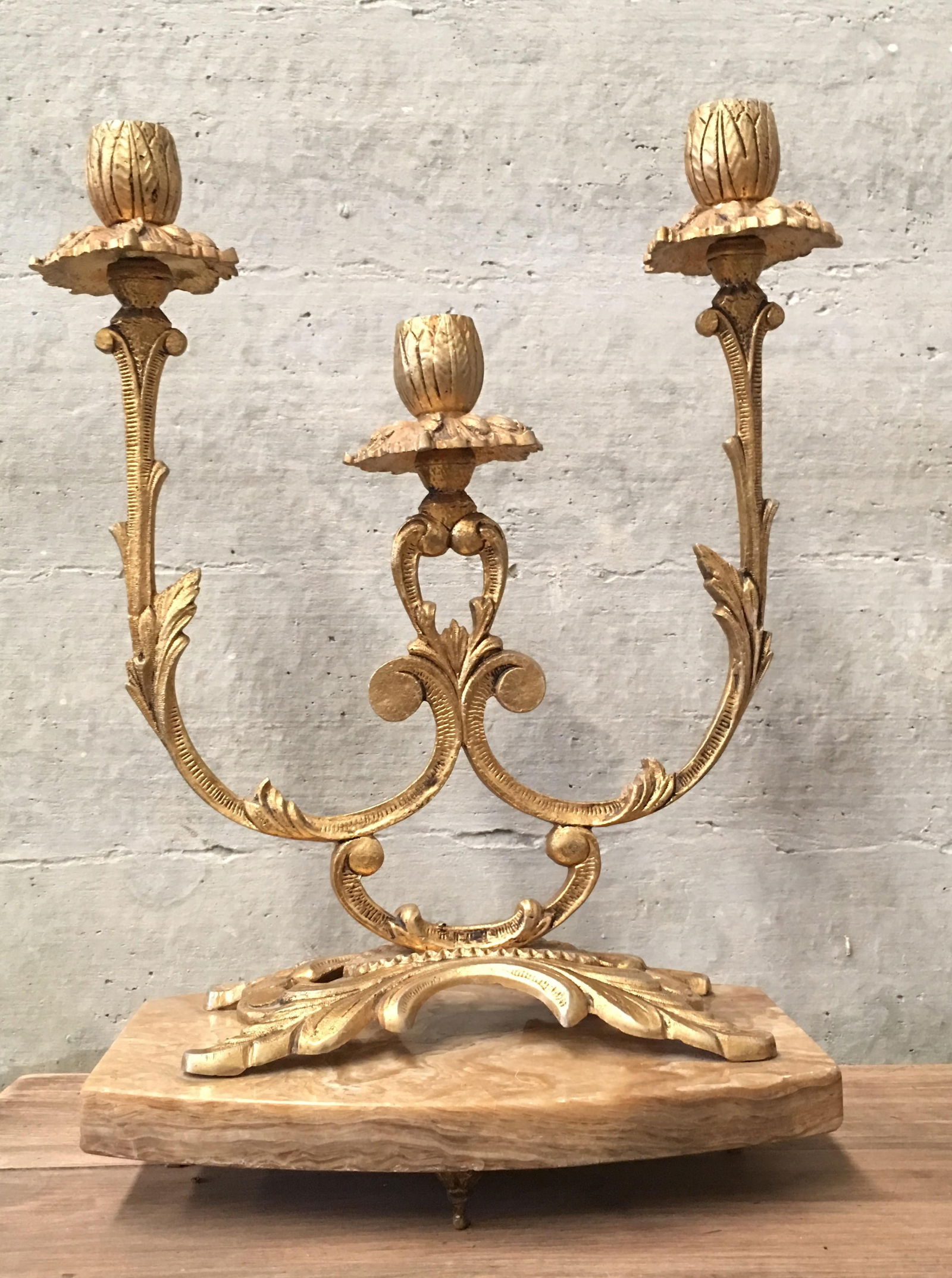 Pair of French Louis XVI Style '19th Century' Three Scroll Arm Candelabras - 4
