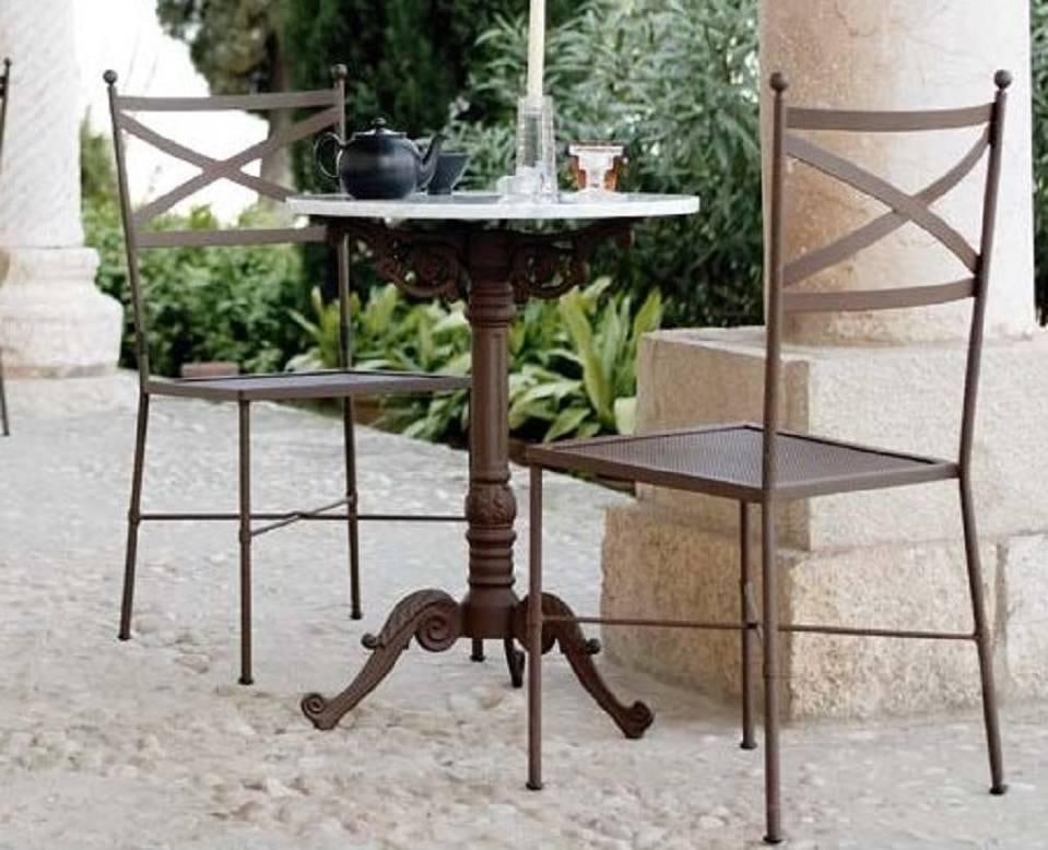 French Wrought Iron Brown Painting Set of Garden Bistro Outdoor - 4
