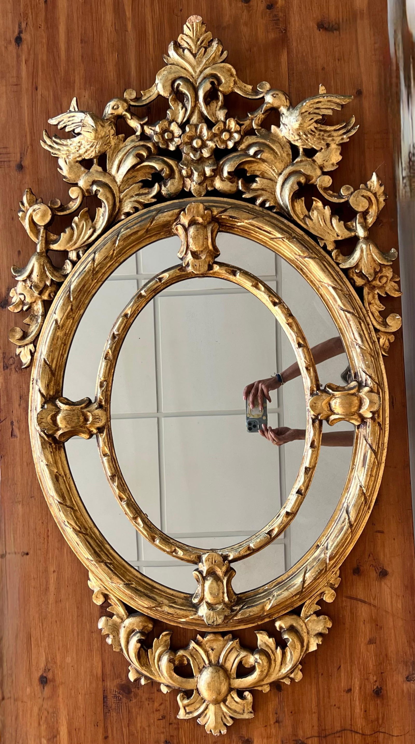 19th French Empire Period Gilt Wood Oval Mirror - 16