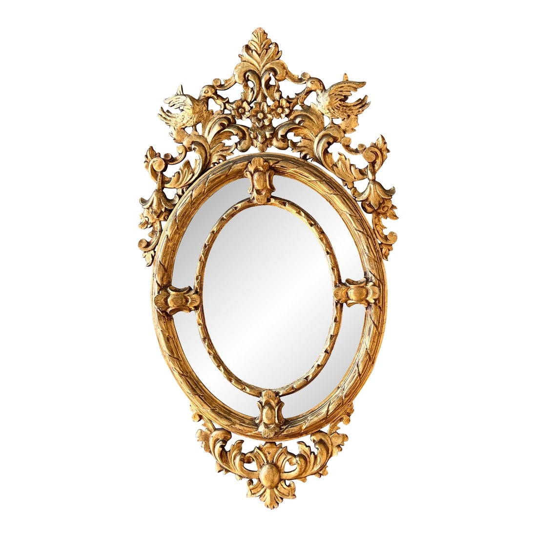 19th French Empire Period Gilt Wood Oval Mirror (1 of 18)