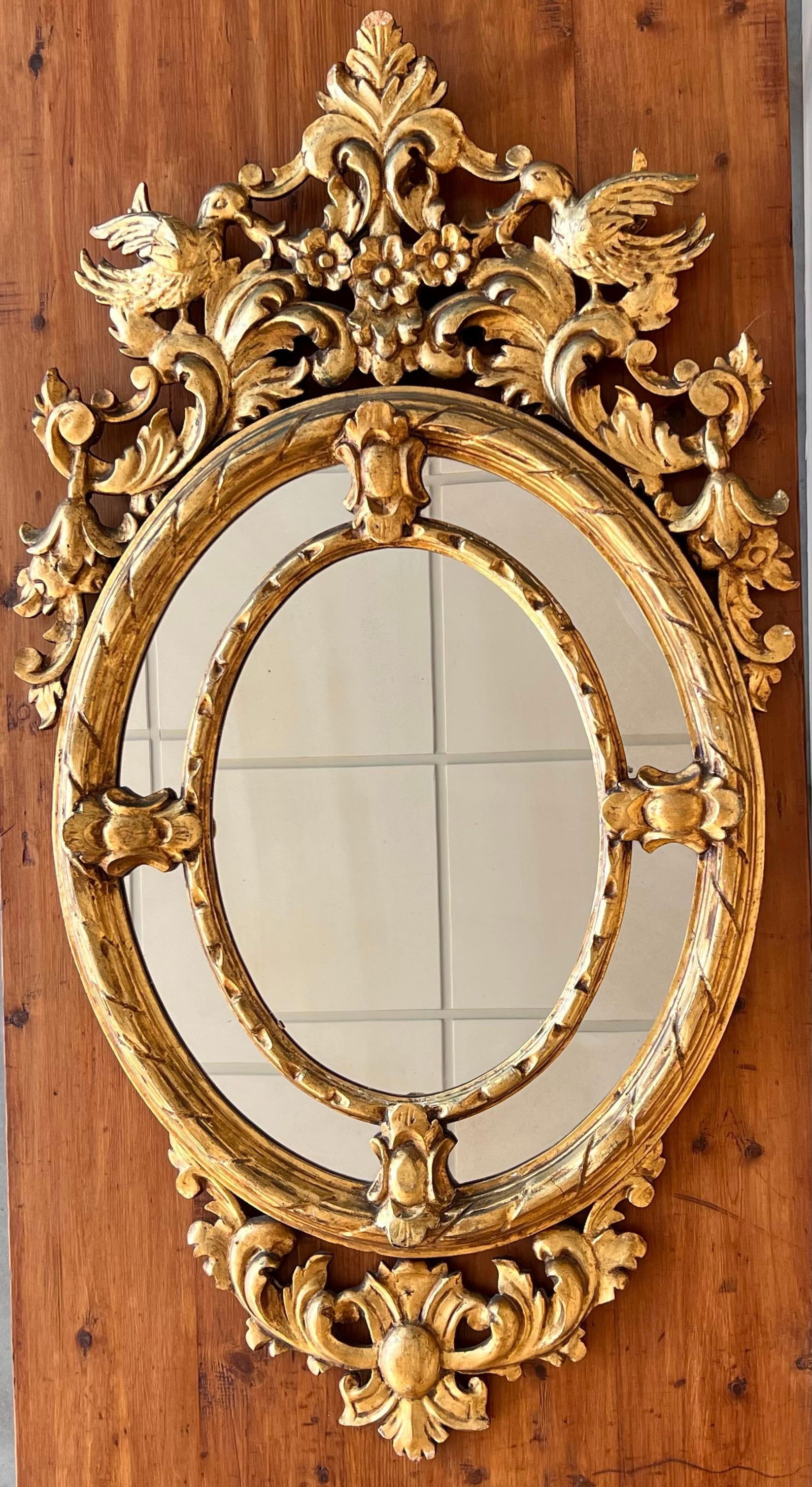 19th French Empire Period Gilt Wood Oval Mirror - 2