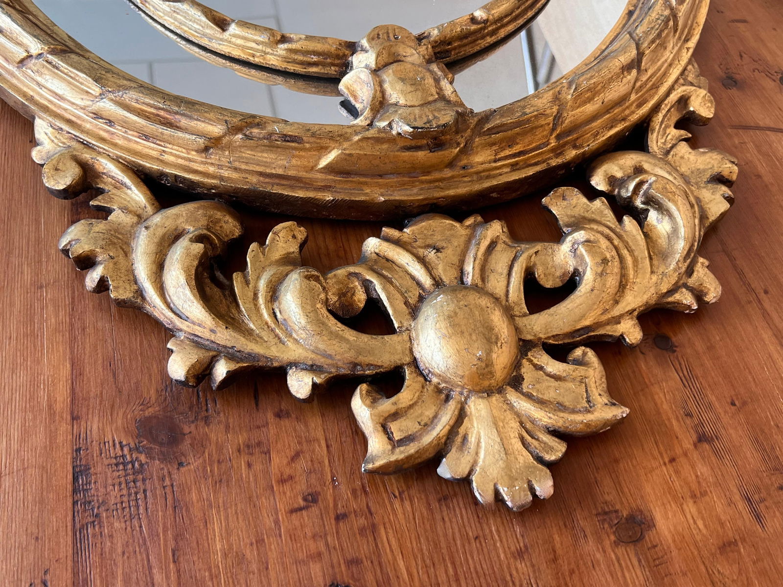 19th French Empire Period Gilt Wood Oval Mirror - 5