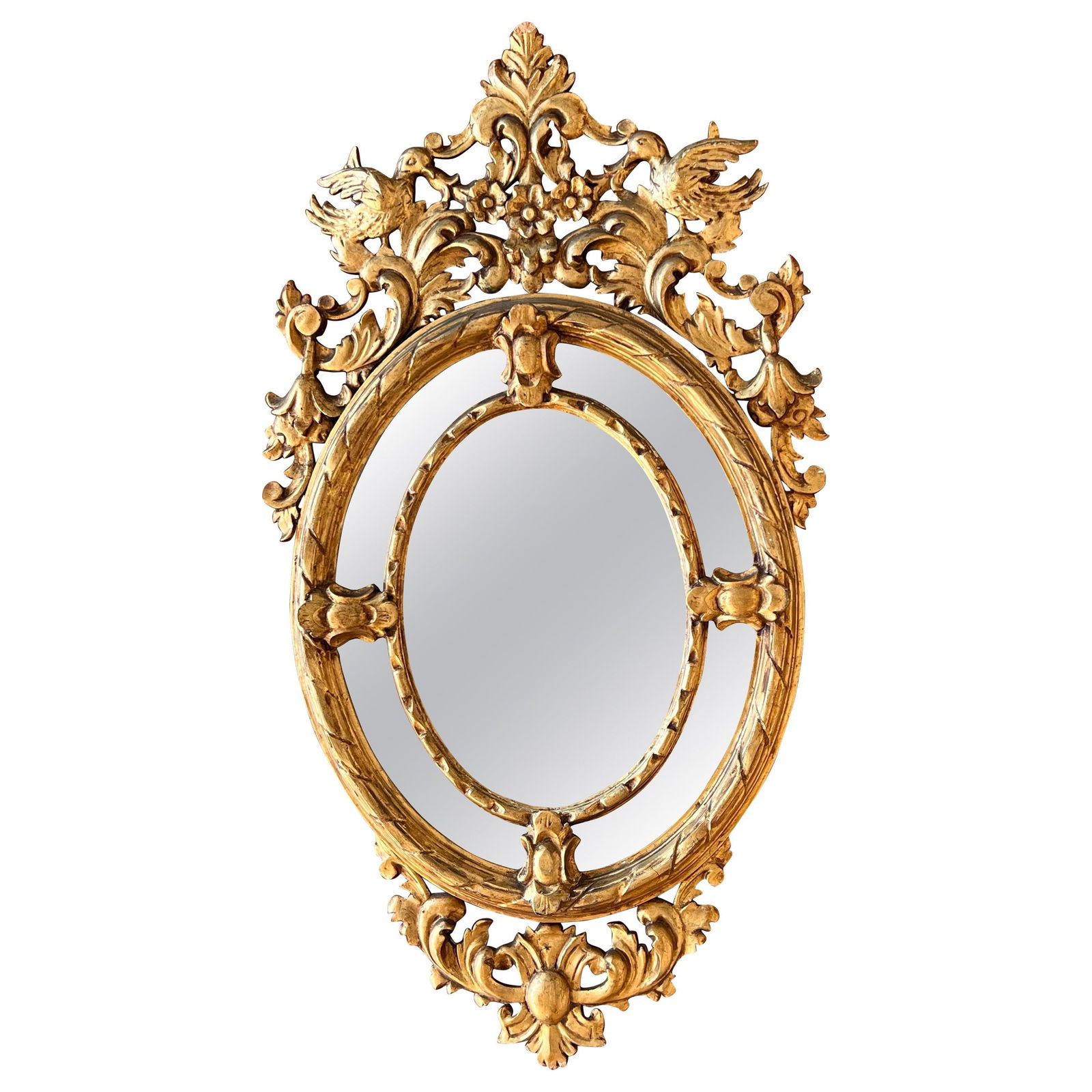 19th French Empire Period Gilt Wood Oval Mirror - 6