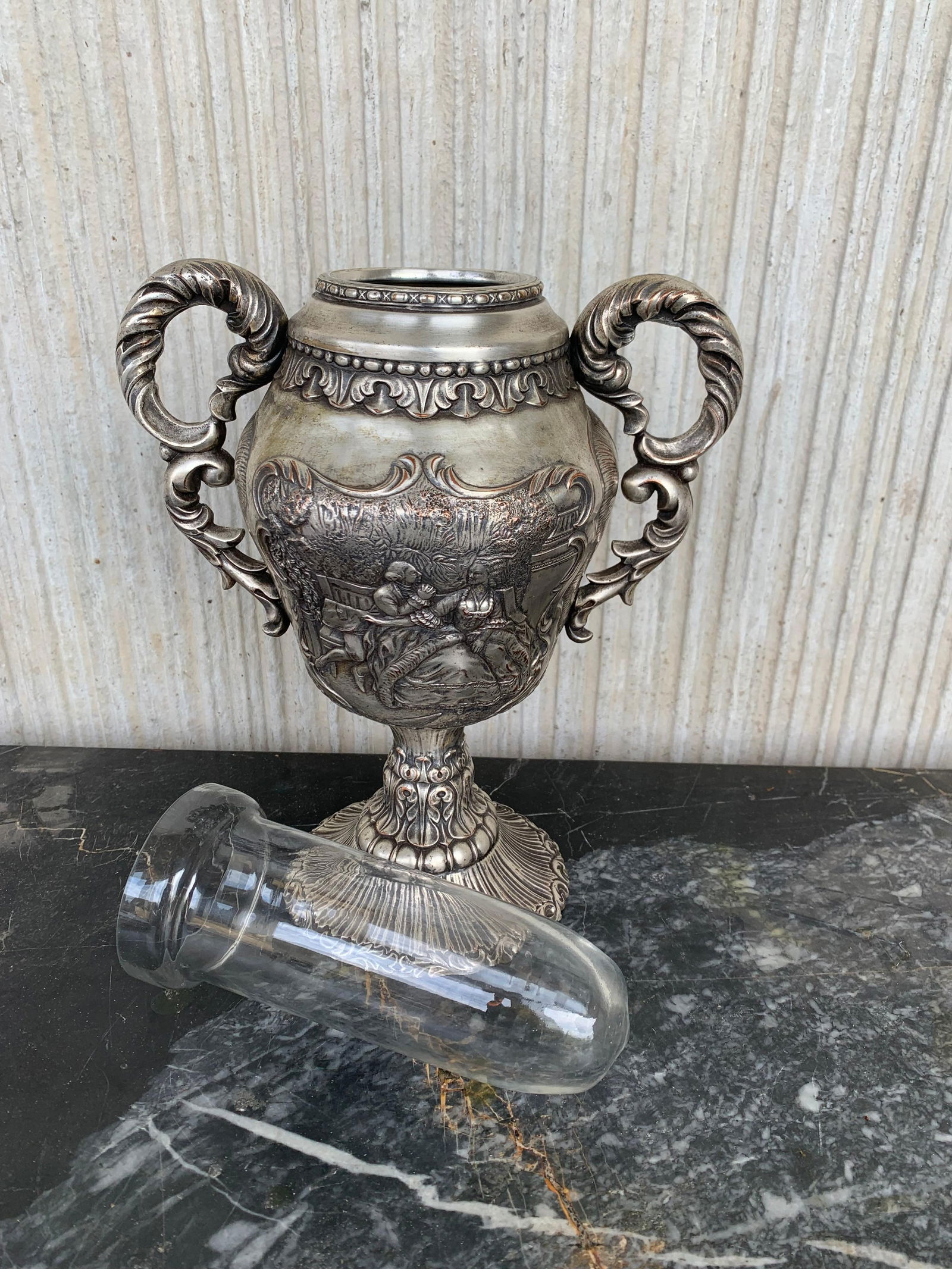 Antique Edwardian Sterling Silver Presentation Cup with Interior Glass - 18