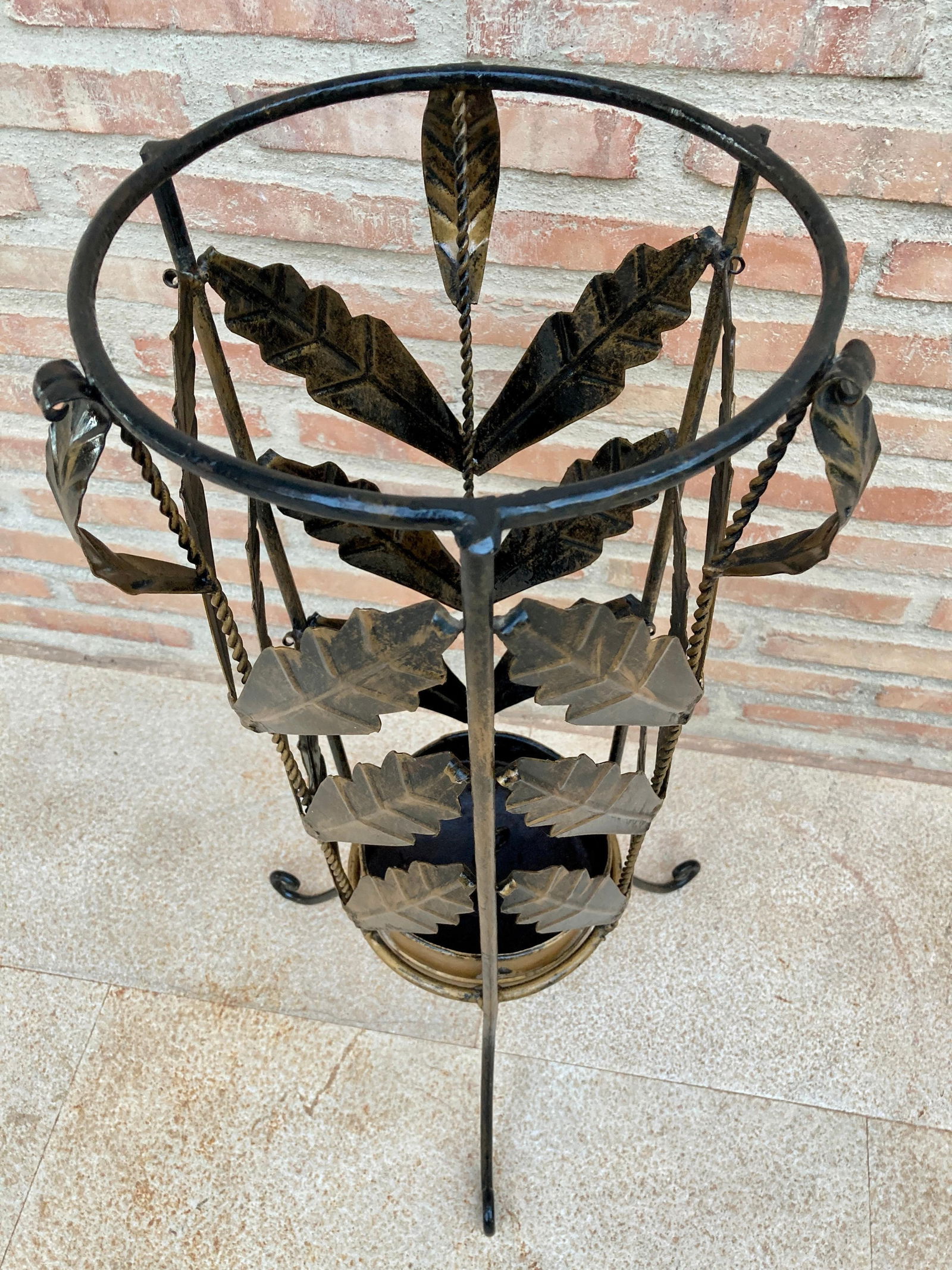 Mid 20th Century Mid Century Umbrella Stand Gilt Iron and Brass - 3