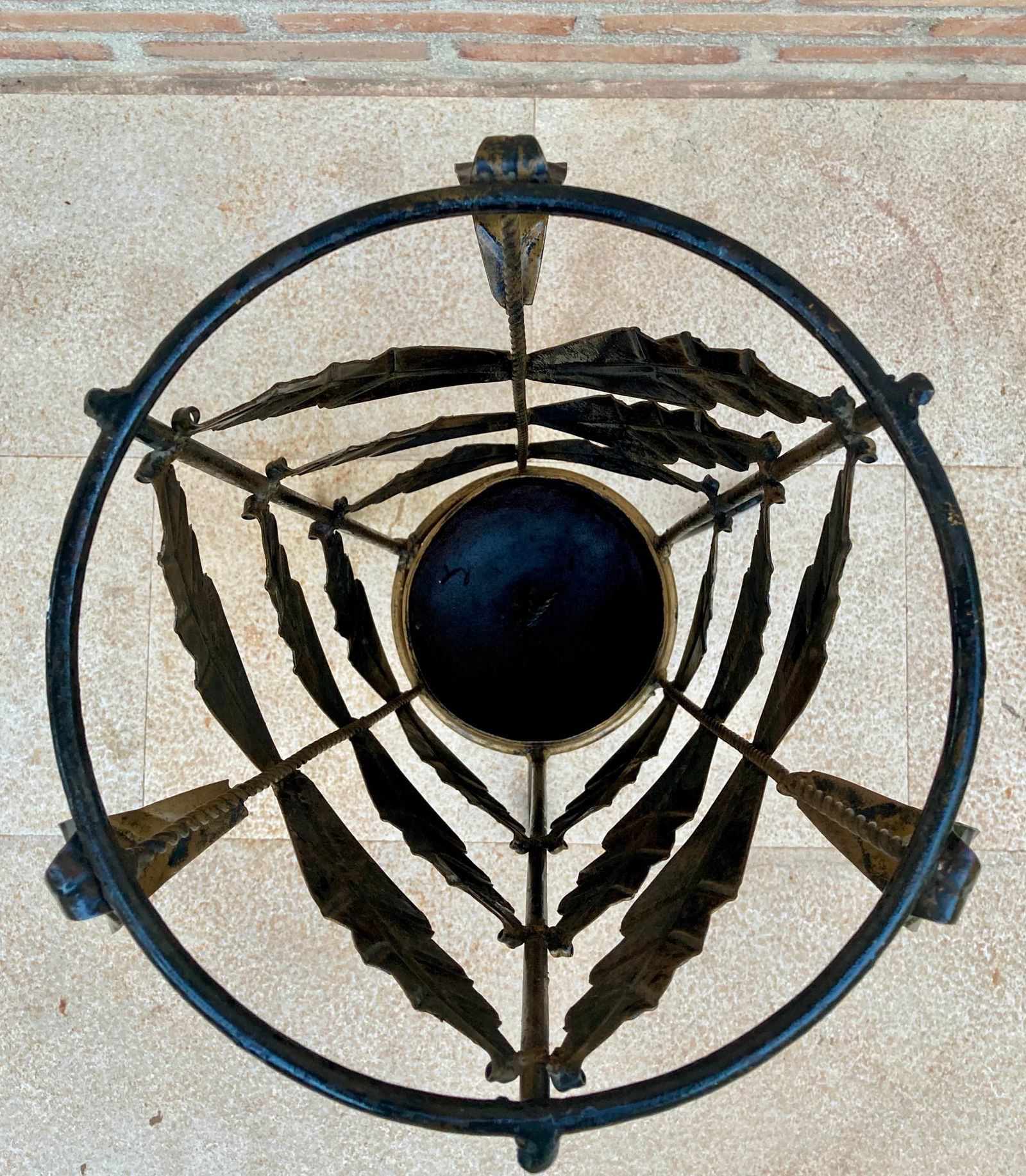 Mid 20th Century Mid Century Umbrella Stand Gilt Iron and Brass - 4