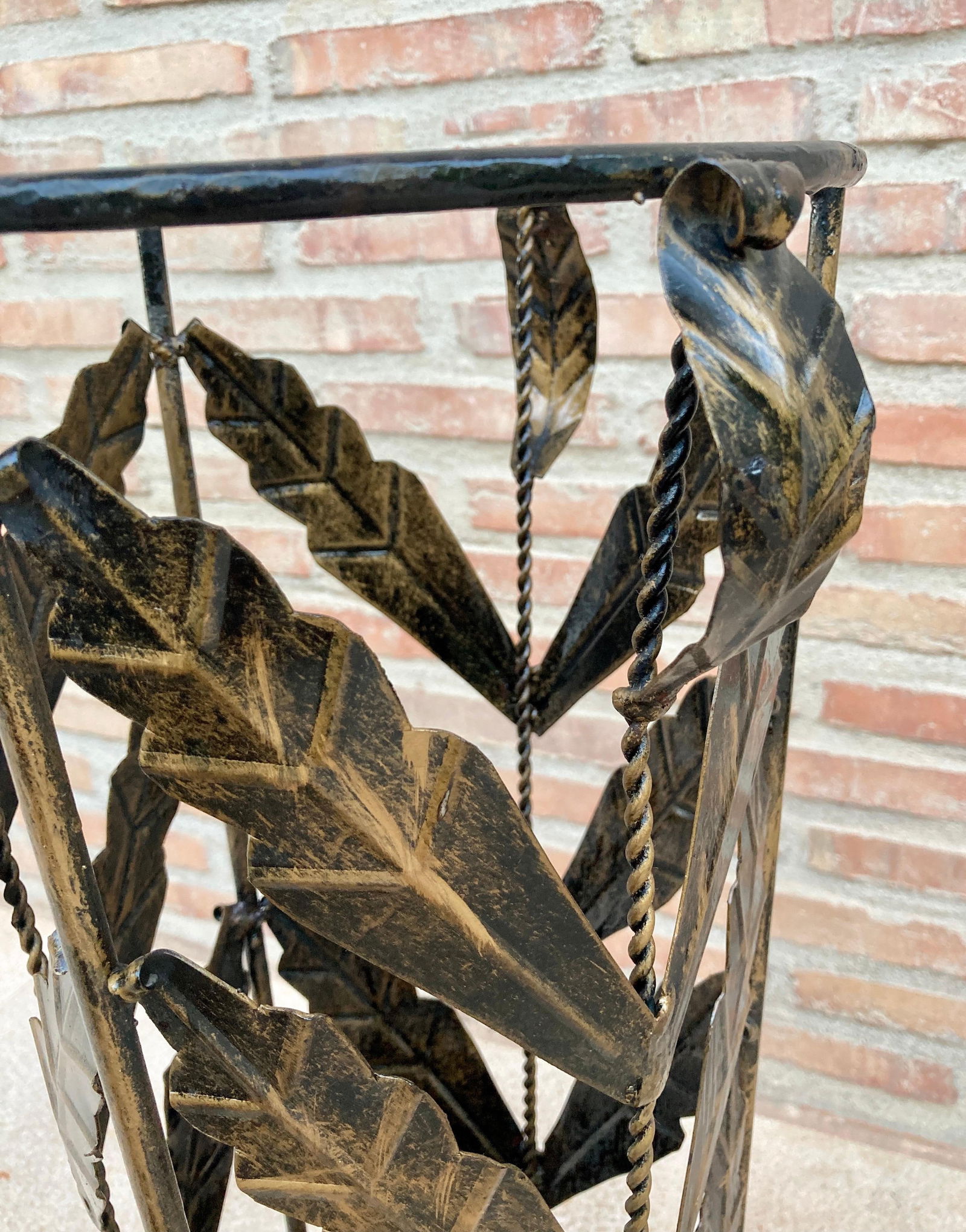 Mid 20th Century Mid Century Umbrella Stand Gilt Iron and Brass - 7