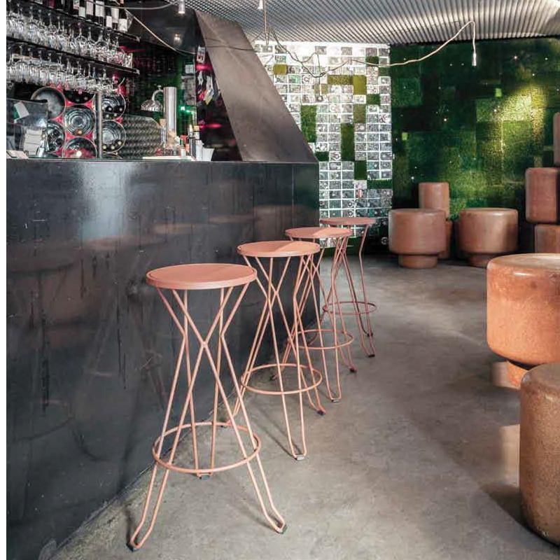 New Industrial Wrought Iron Shop Stool with Oak Seat - 4